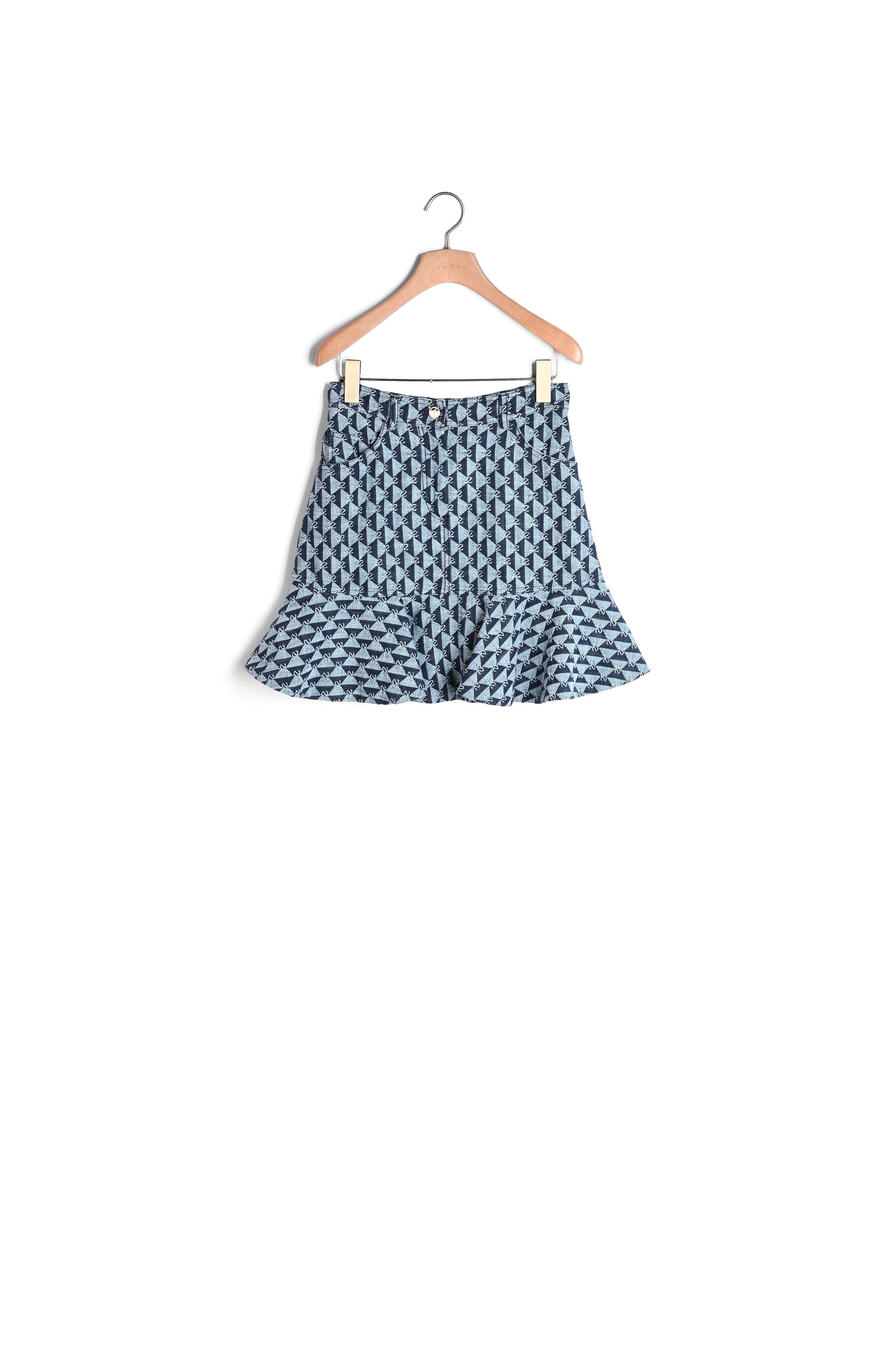 Jupe courte en monogramme denim Sandro seconde main