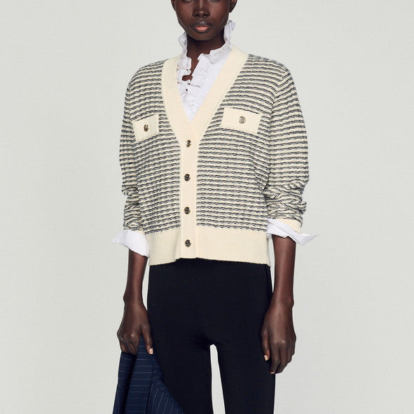 Cardigan en Maille à rayures Sandro seconde main