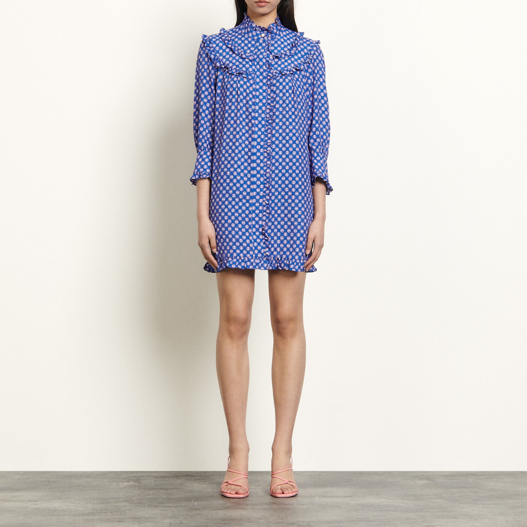 Robe courte imprimée à manches longues Sandro seconde main