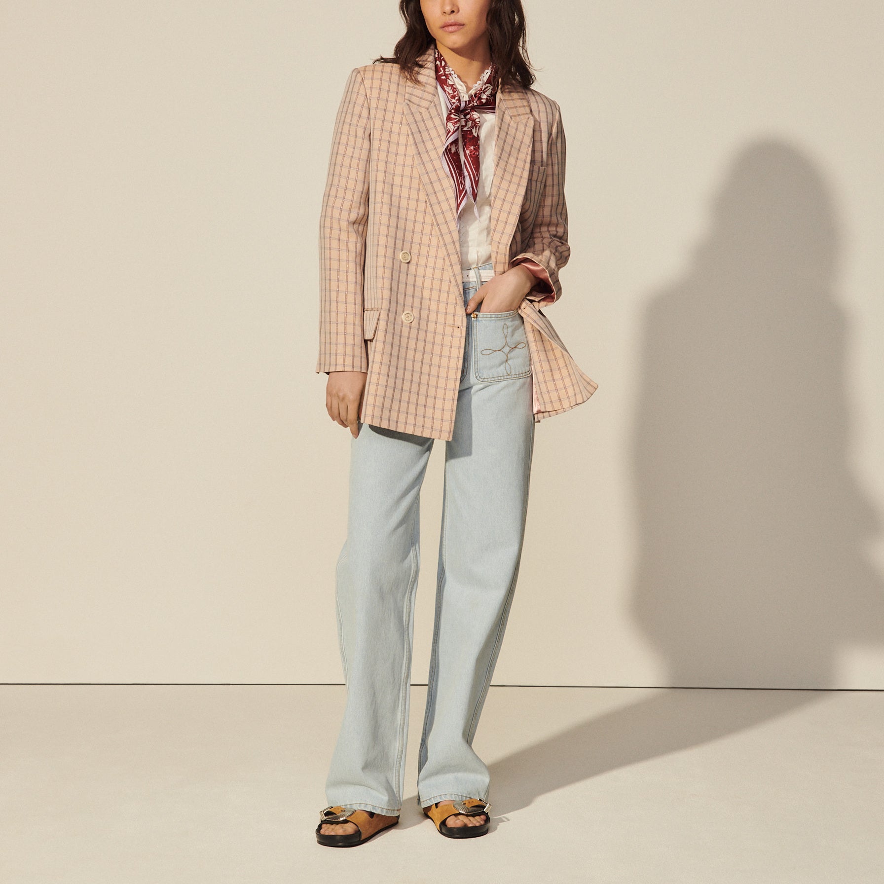 Veste de tailleur à carreaux lurex Sandro seconde main