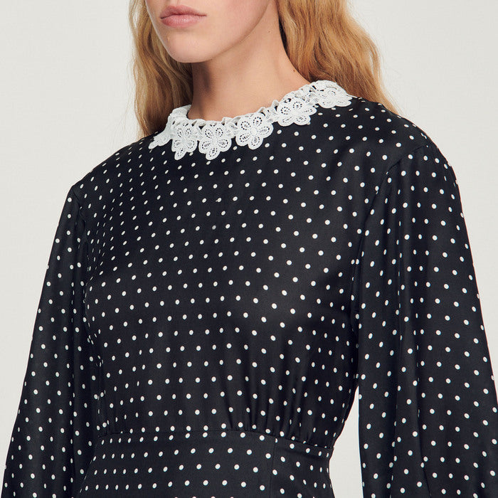 Robe courte fluide à imprimé pois Sandro seconde main