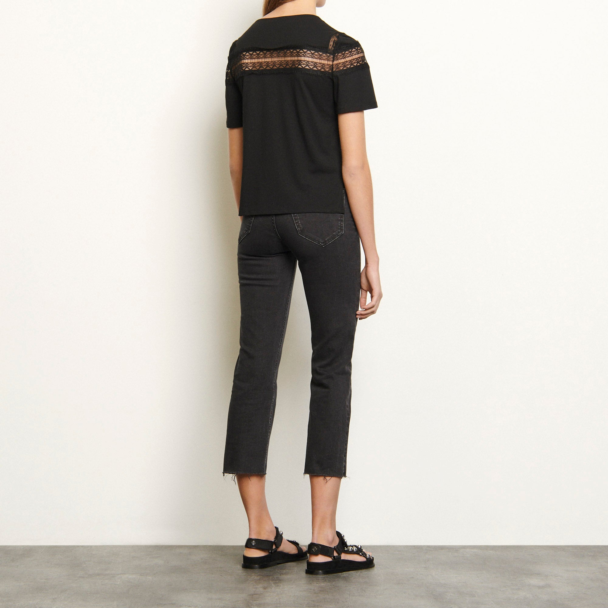 T-shirt avec dentelle Sandro seconde main