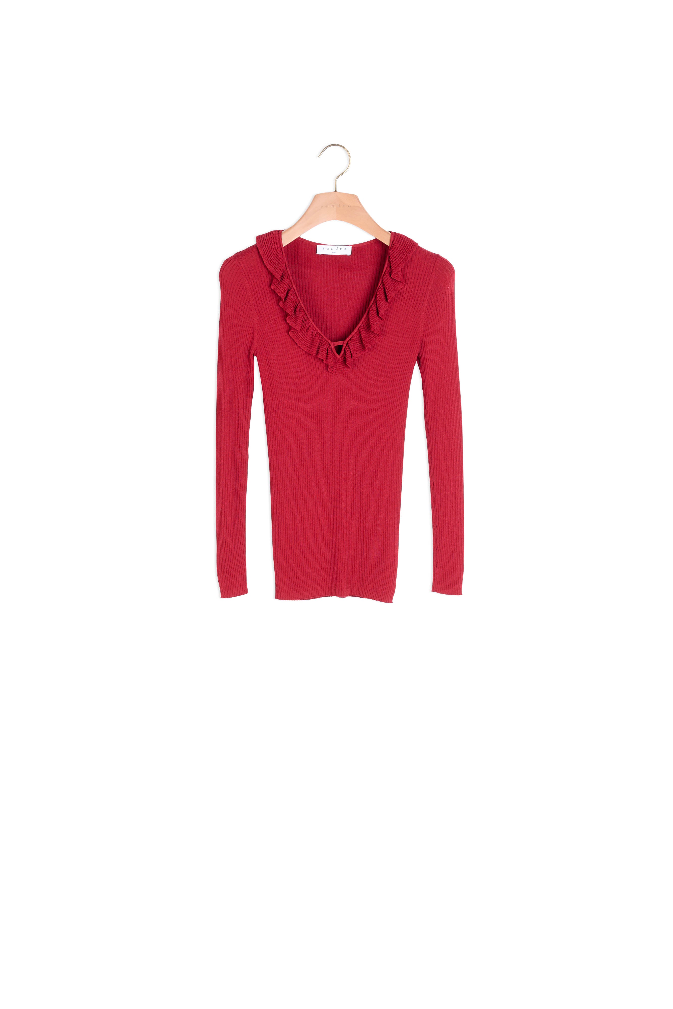 Pull Maille fine avec col volanté Sandro seconde main
