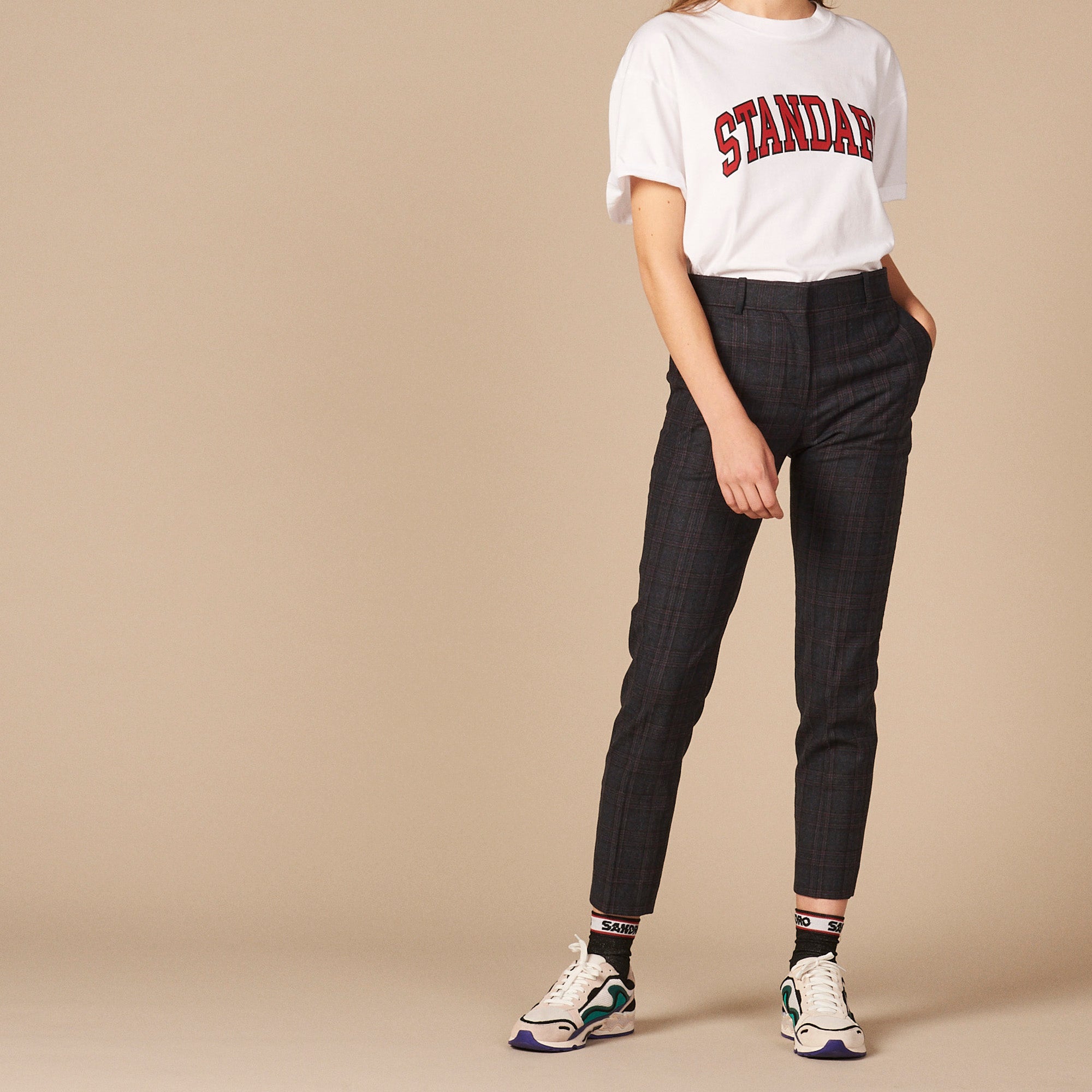 Pantalon de tailleur à carreaux Sandro seconde main