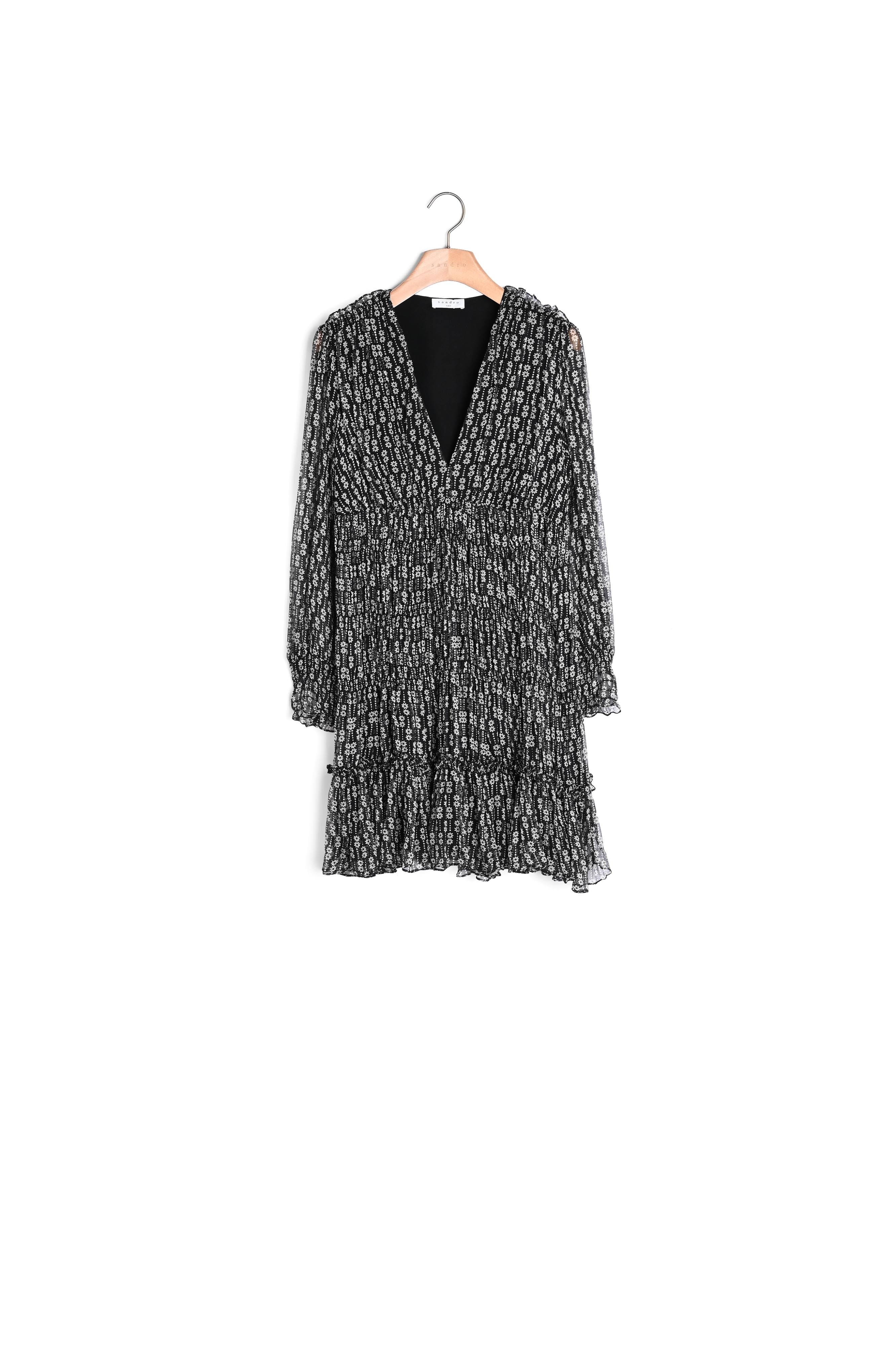Robe imprimée Noir et Blanc Sandro seconde main