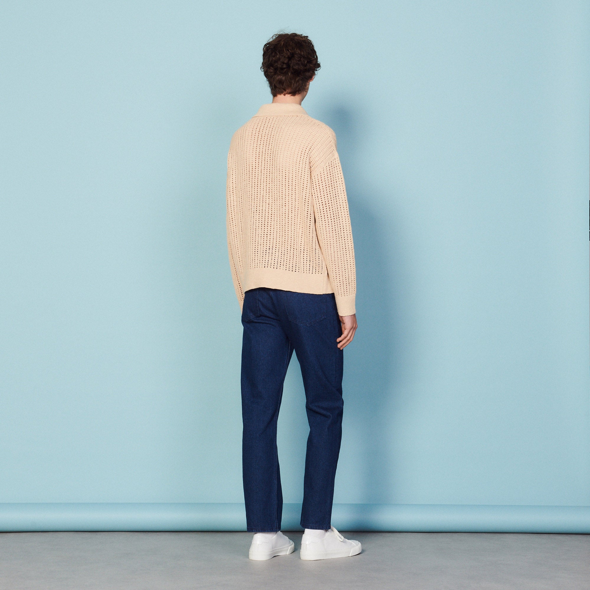 Pull col polo en lin et coton biologique Sandro seconde main