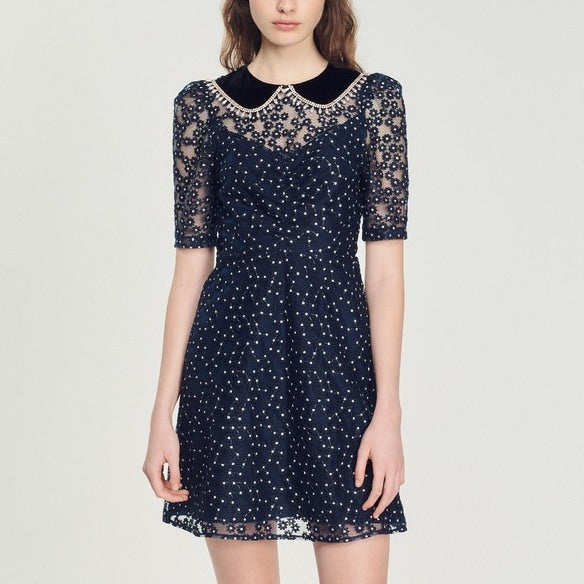 Robe courte à col claudine Sandro seconde main