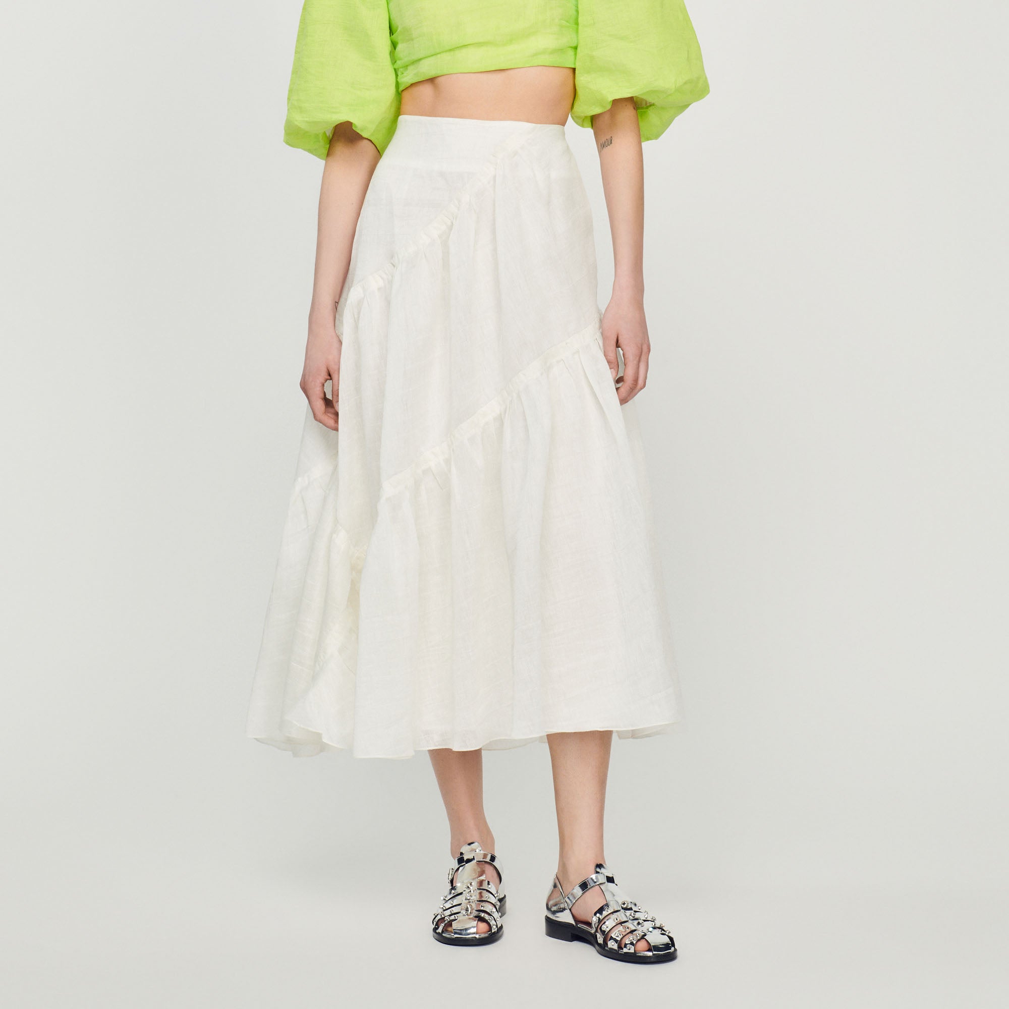 Jupe longue à volants Sandro seconde main