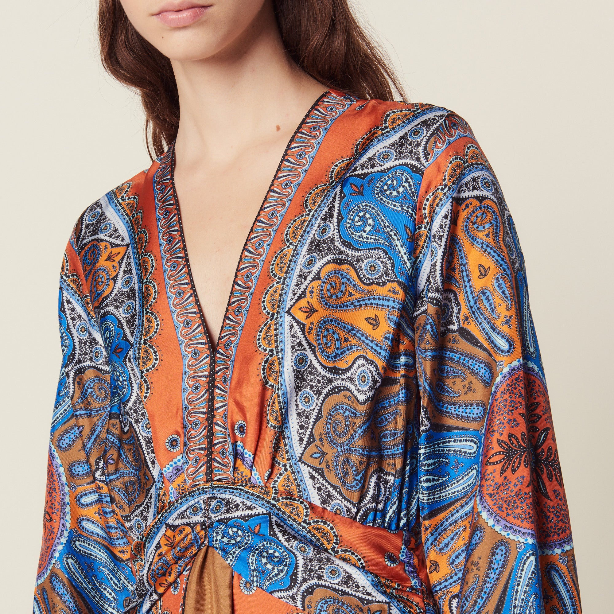 Robe longue imprimée en soie Sandro seconde main