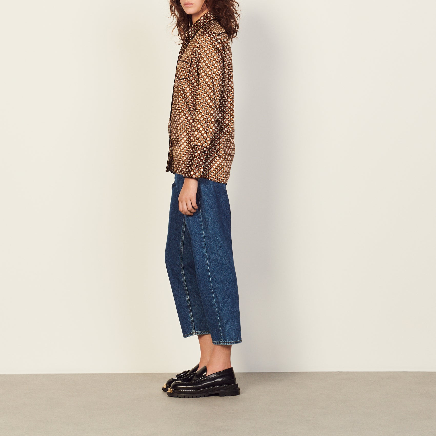 Chemise imprimé marron et noir Sandro seconde main