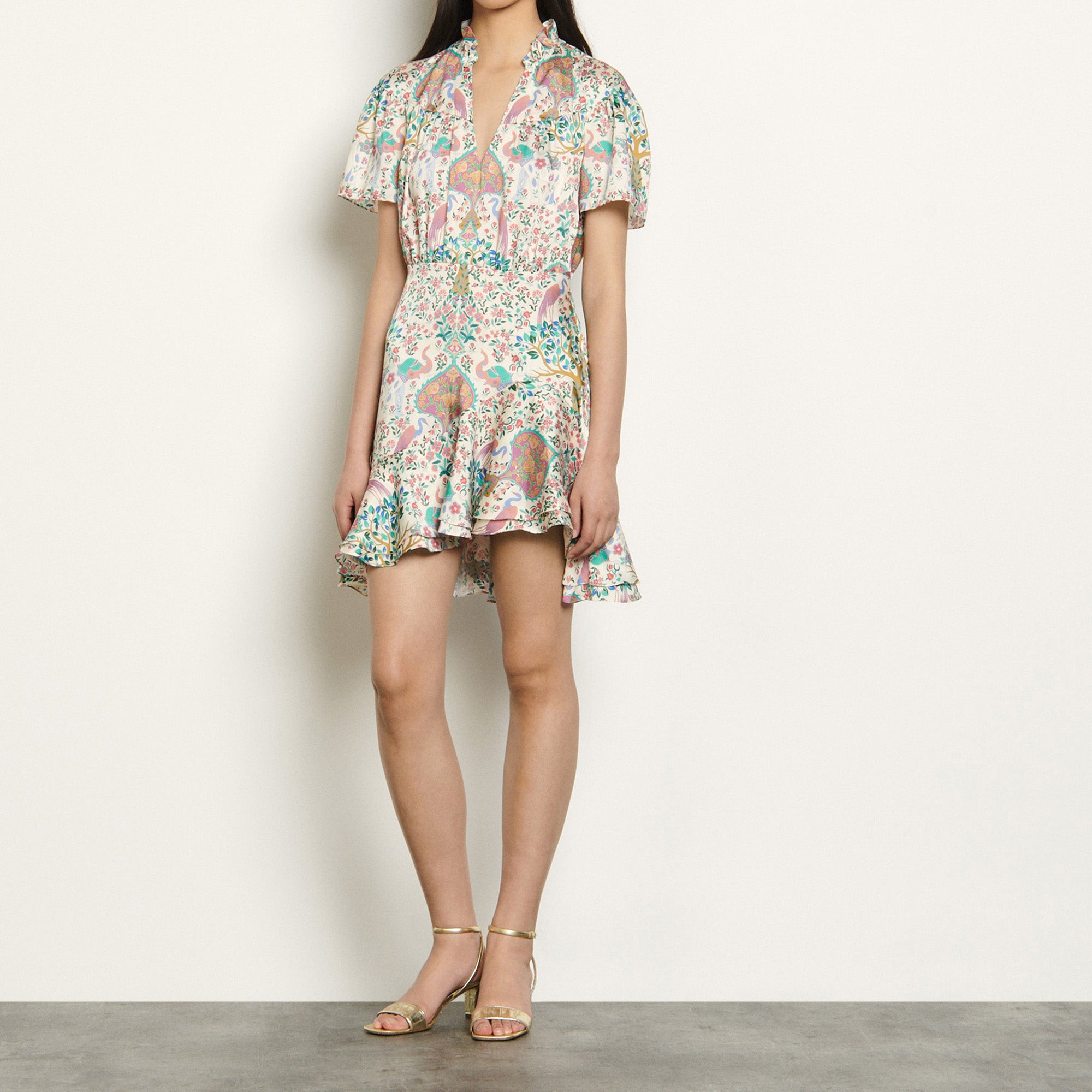 Robe courte imprimée à volants Sandro seconde main