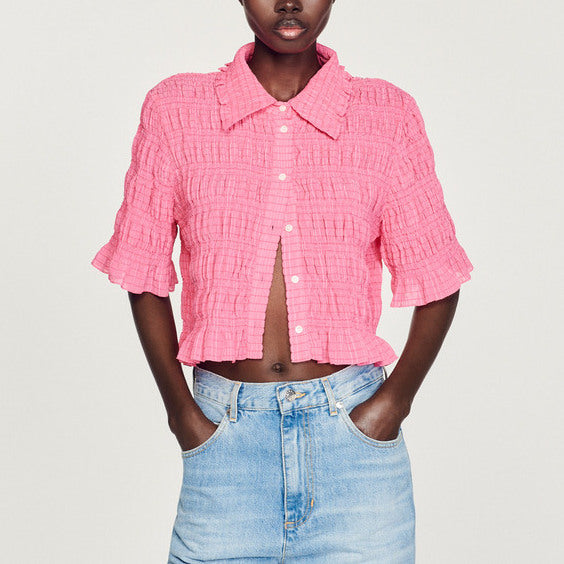 Chemise courte smockée Sandro seconde main