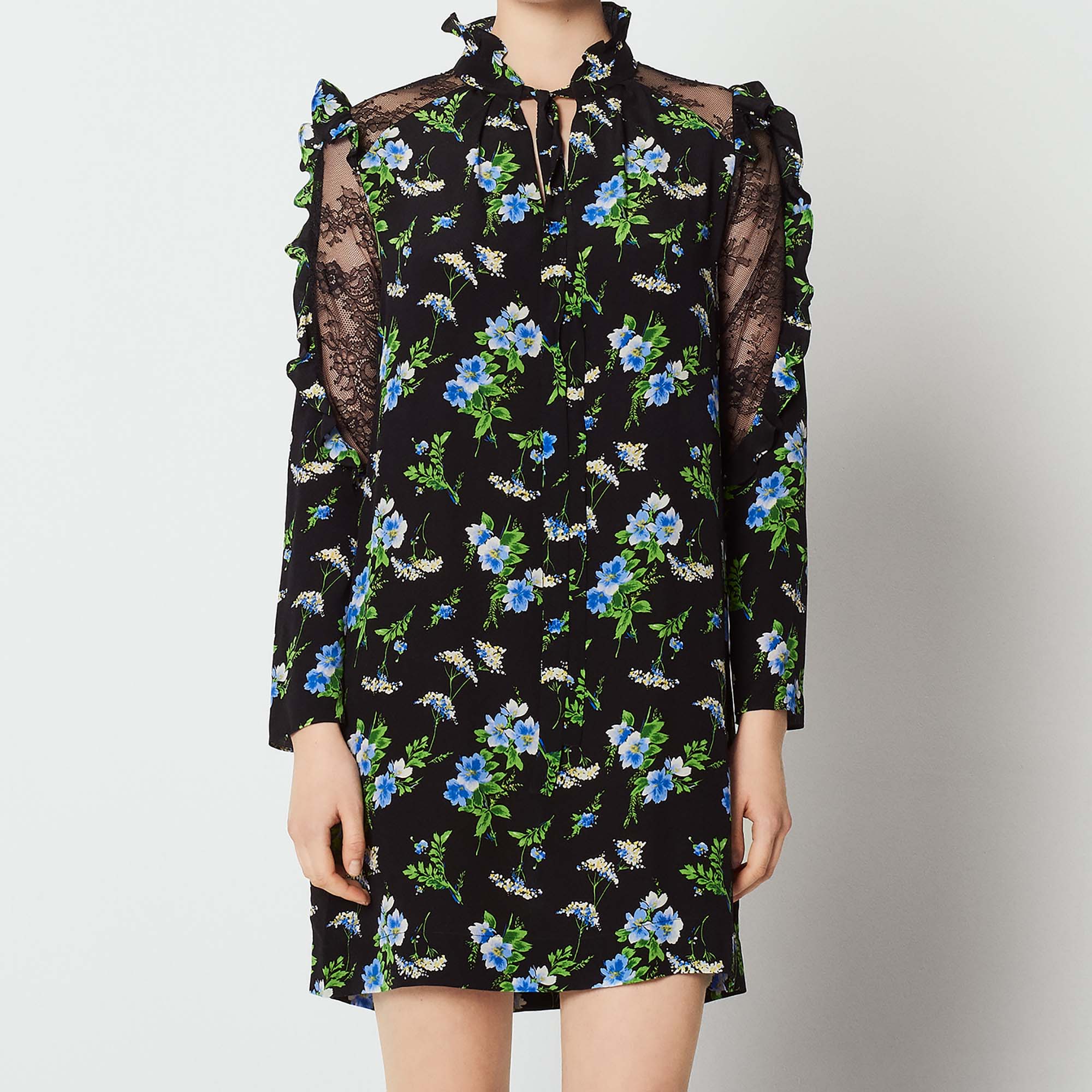 Robe imprimée avec insert de dentelle Sandro seconde main