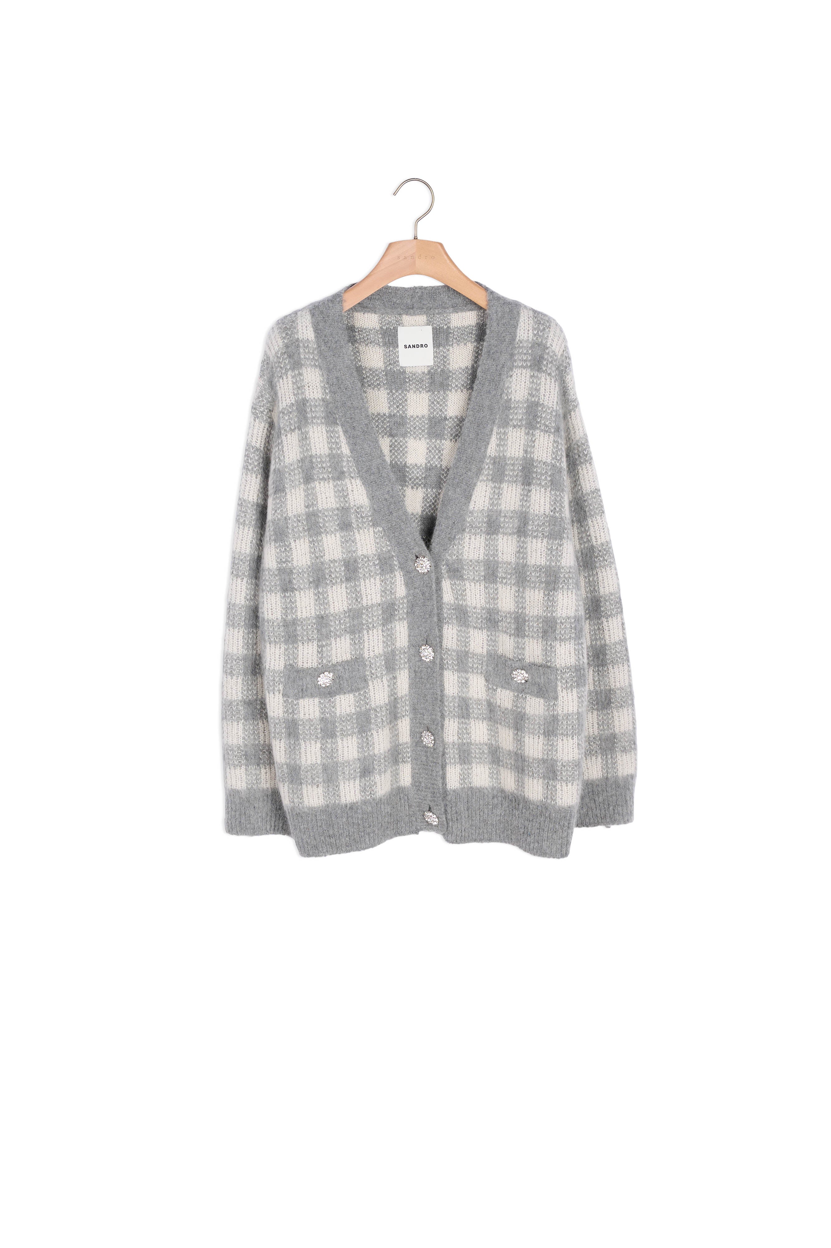 Cardigan jacquard carreaux Sandro seconde main