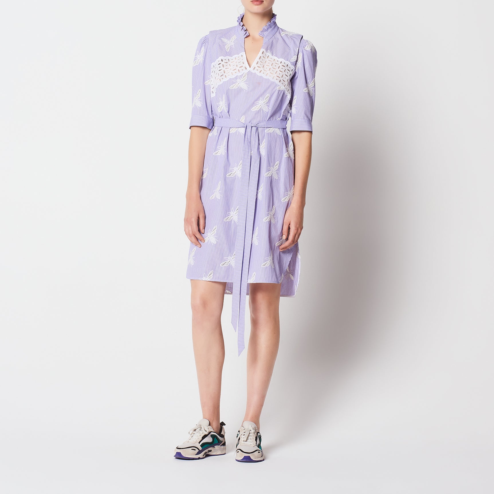 Robe imprimée avec insert de dentelle Sandro seconde main