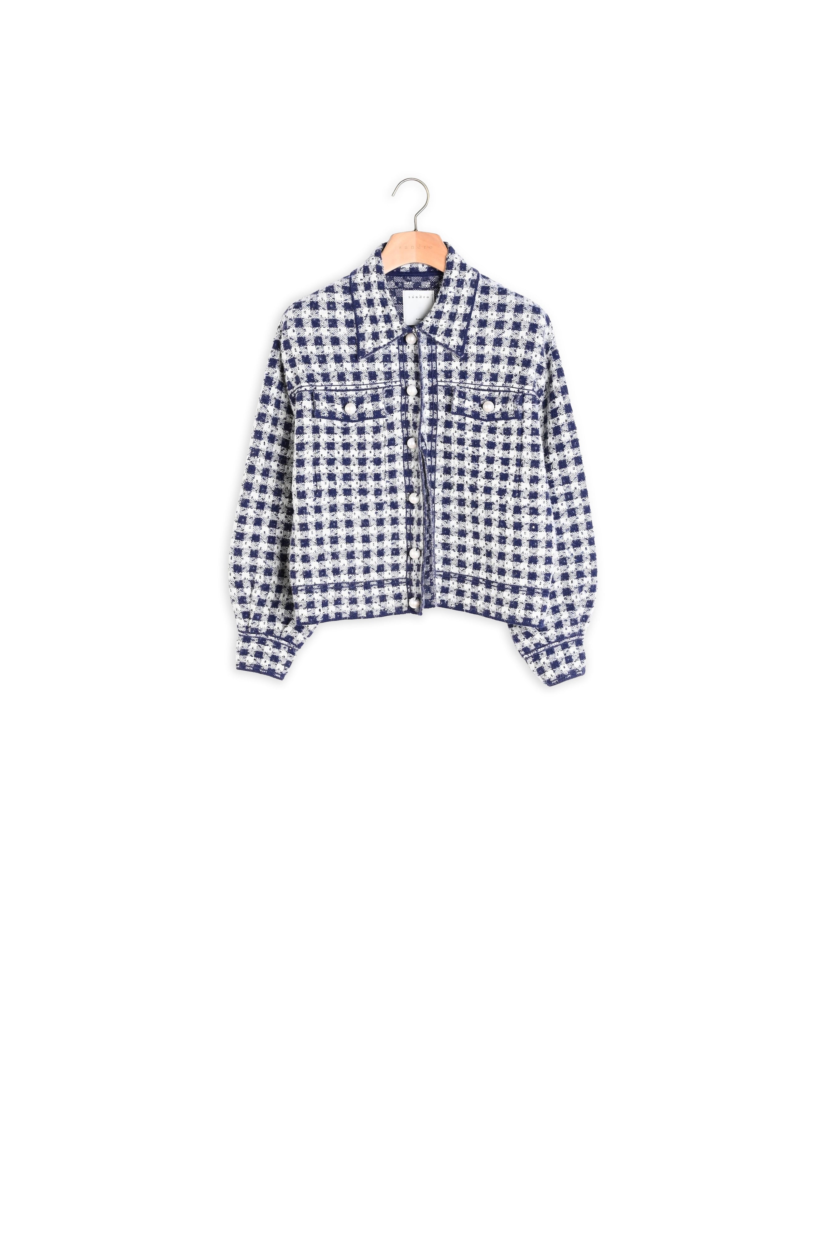 Veste courte en tweed jacquard Sandro seconde main
