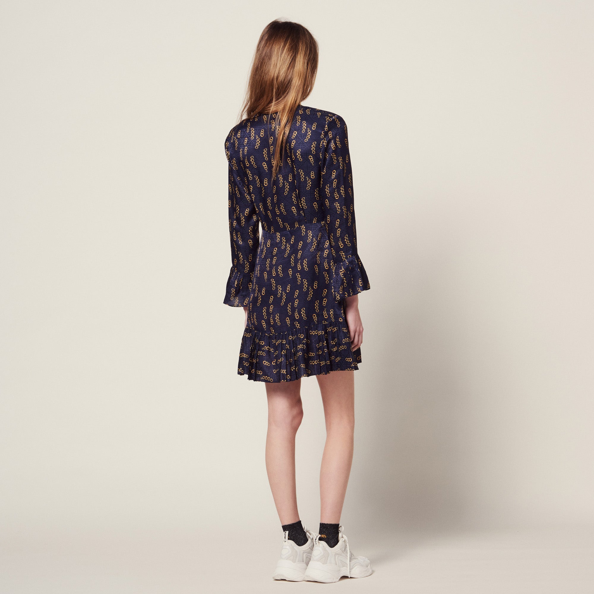 Robe courte imprimée à volants Sandro seconde main