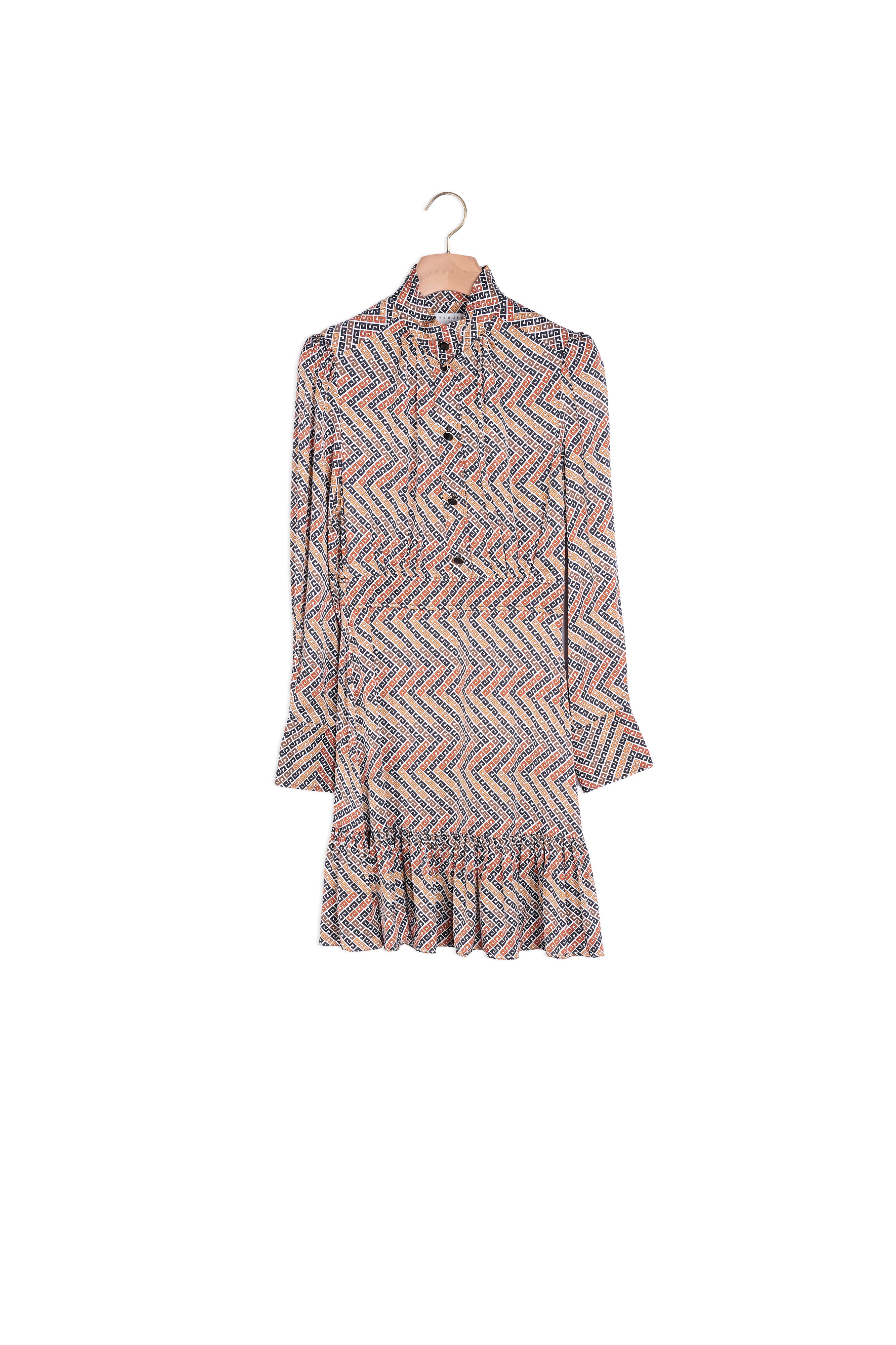 Robe courte imprimée à manches longues Sandro seconde main