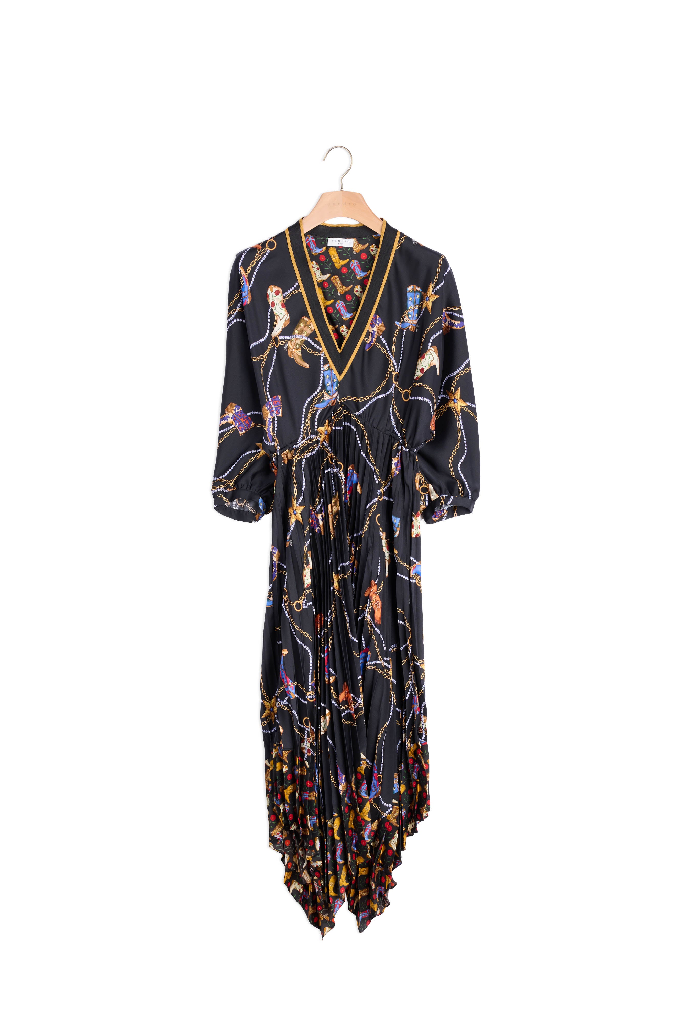 Robe longue en imprimé à jupe plissée Sandro seconde main