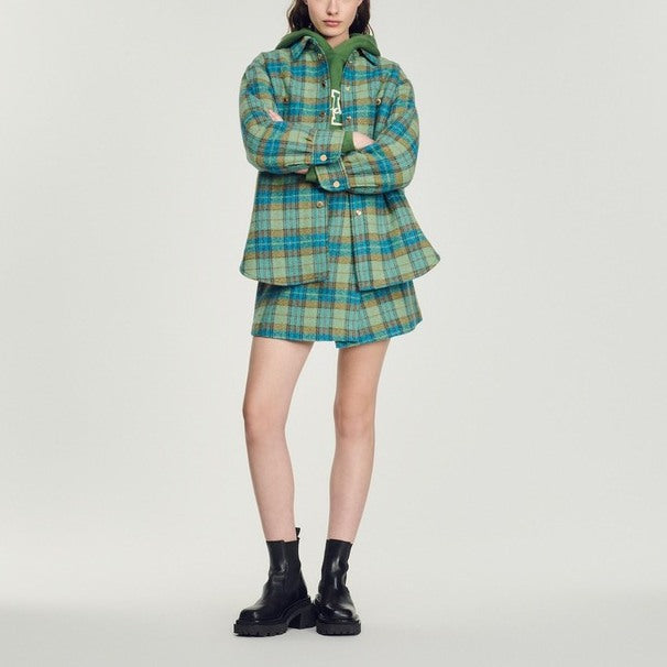 Manteau surChemise en laine à carreaux Sandro seconde main