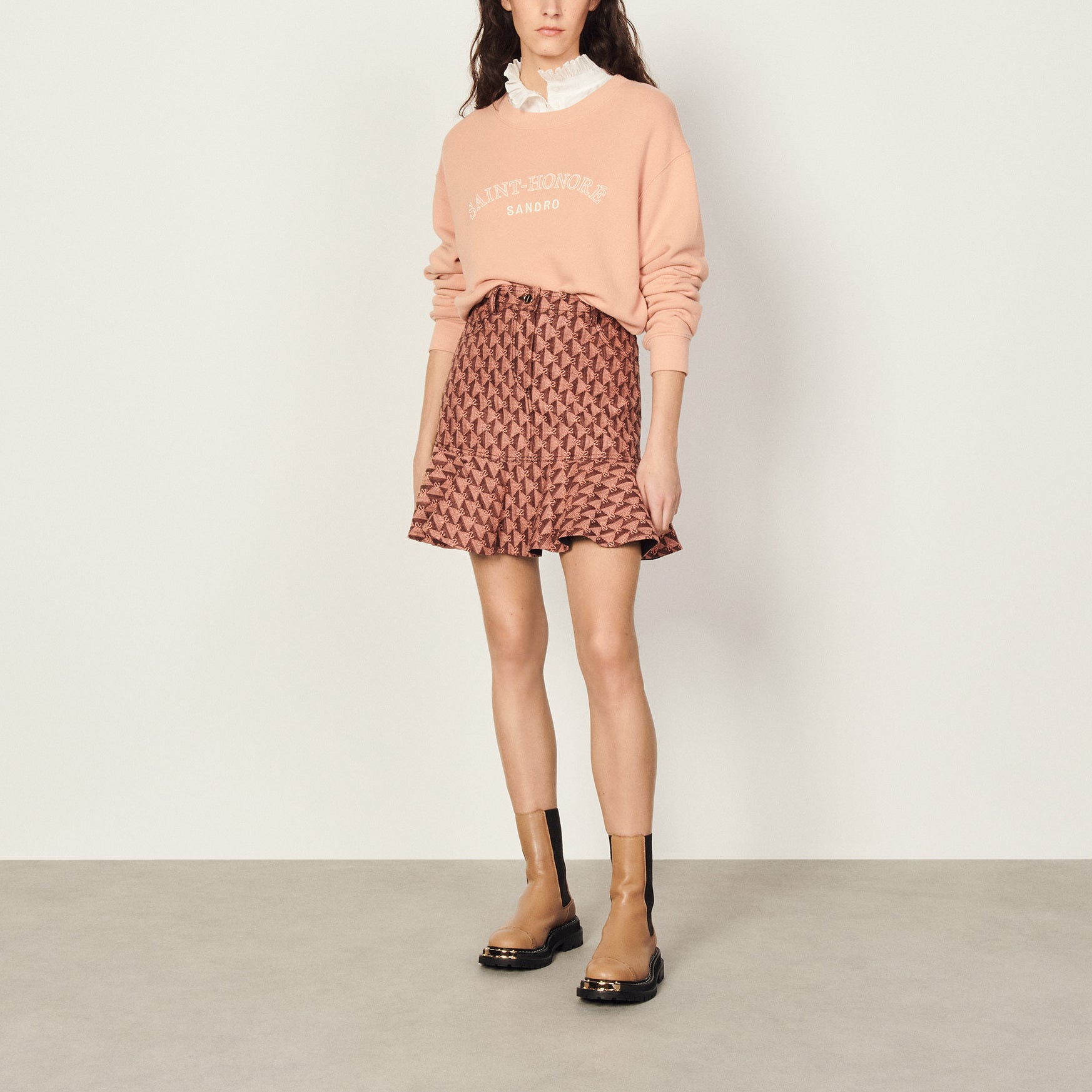 Jupe courte en jacquard Sandro seconde main