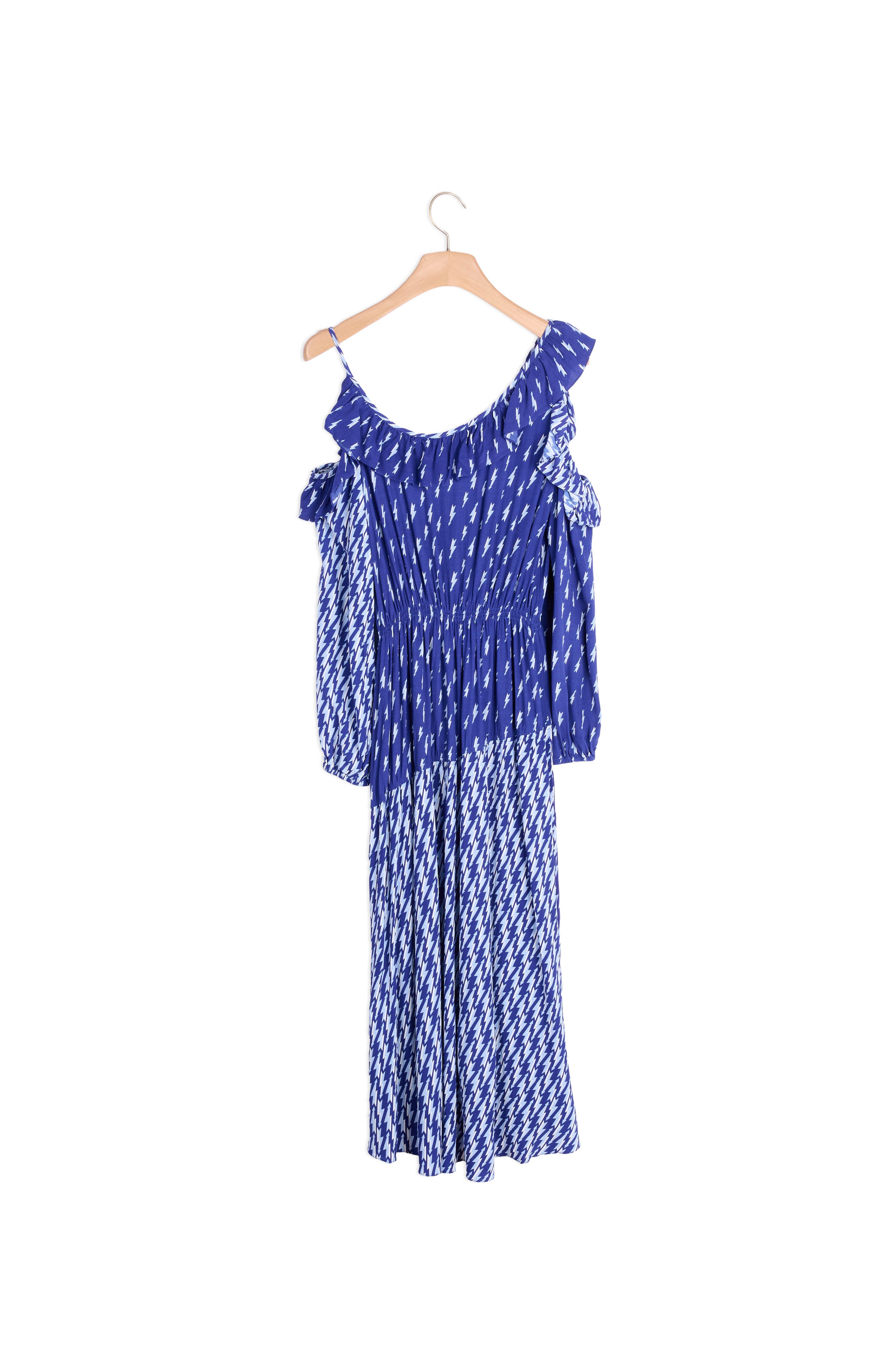 Robe imprimée éclair  épaules dénudées Sandro seconde main