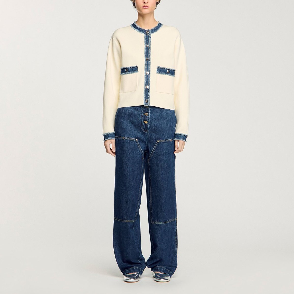 Cardigan à détails denim Sandro seconde main