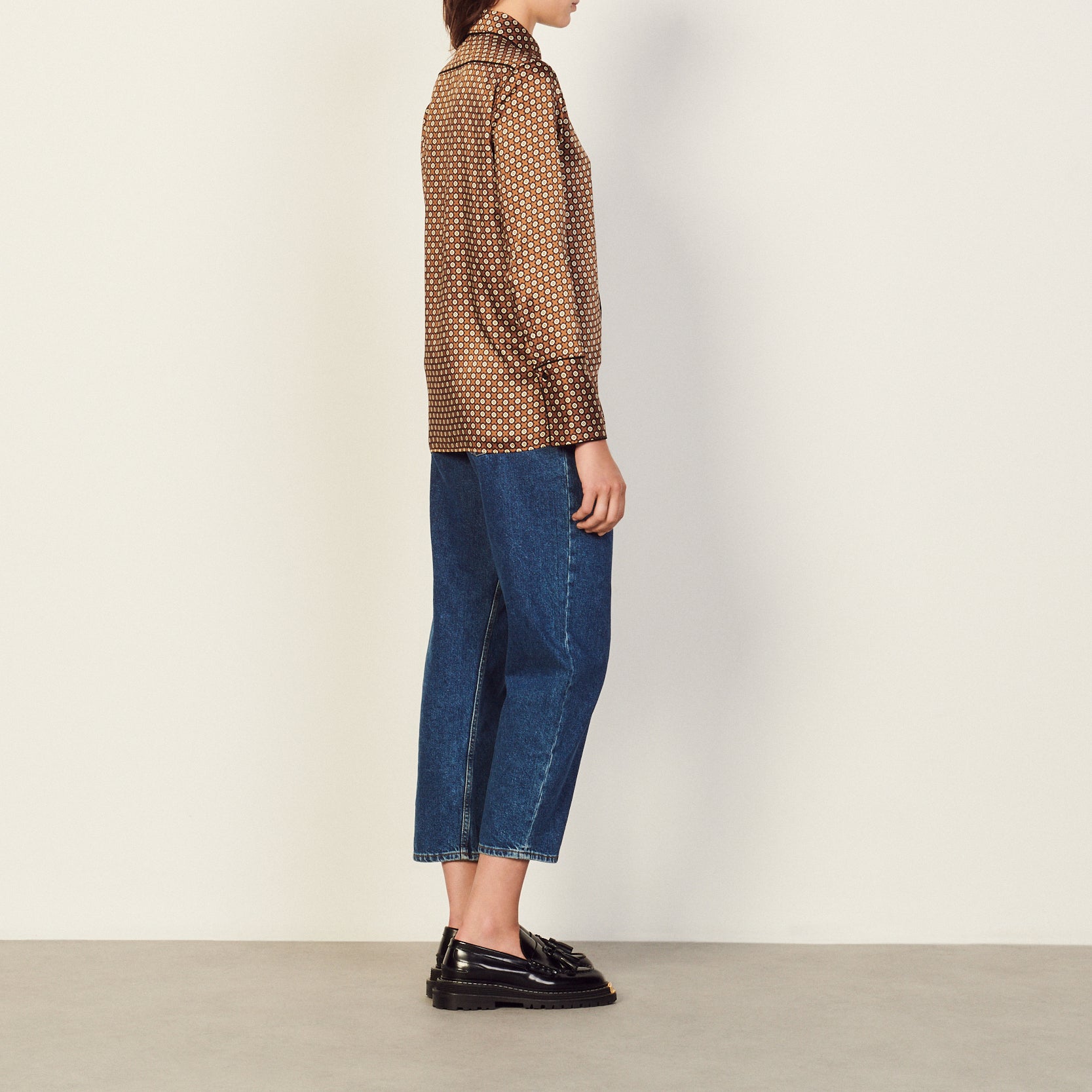 Chemise imprimé marron et noir Sandro seconde main