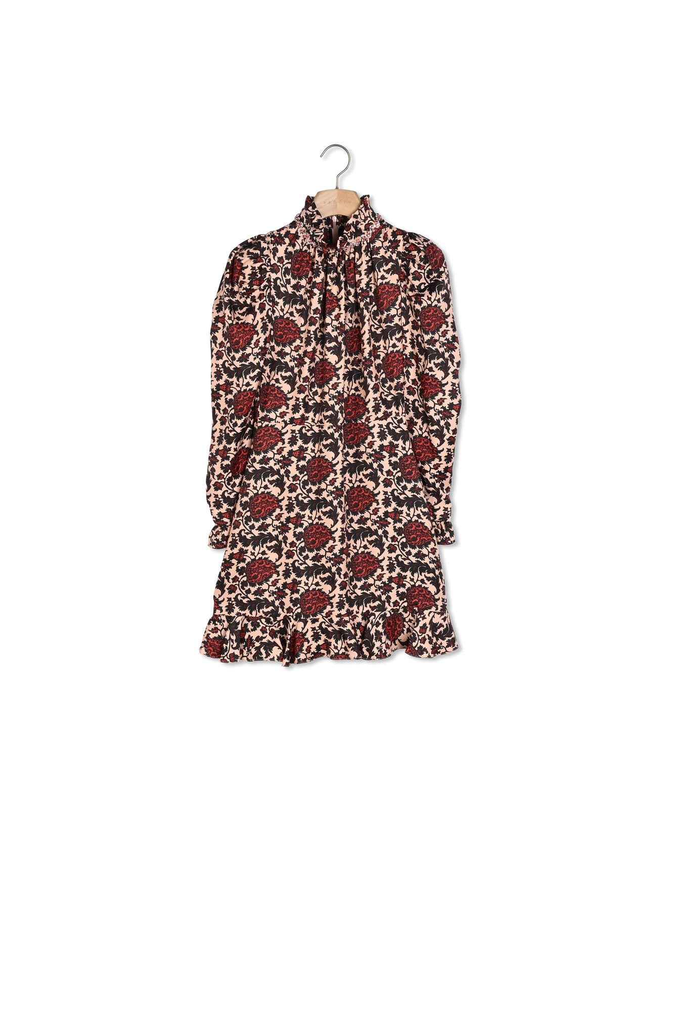 Robe courte imprimée en soie mélangée Sandro seconde main