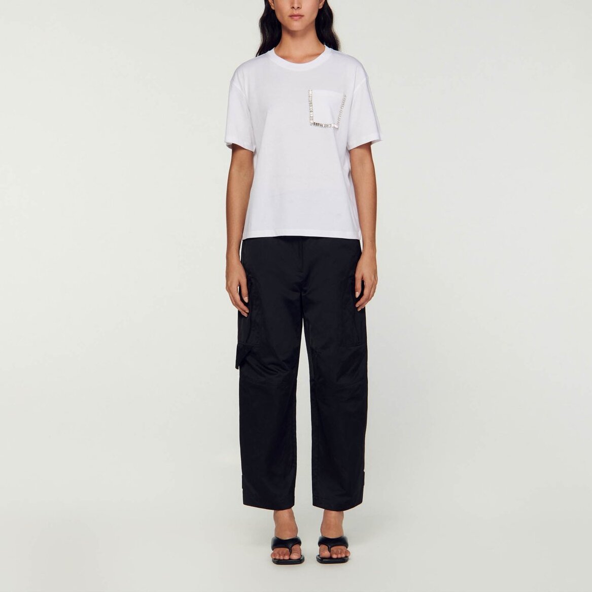 Tee-shirt court strass Sandro seconde main
