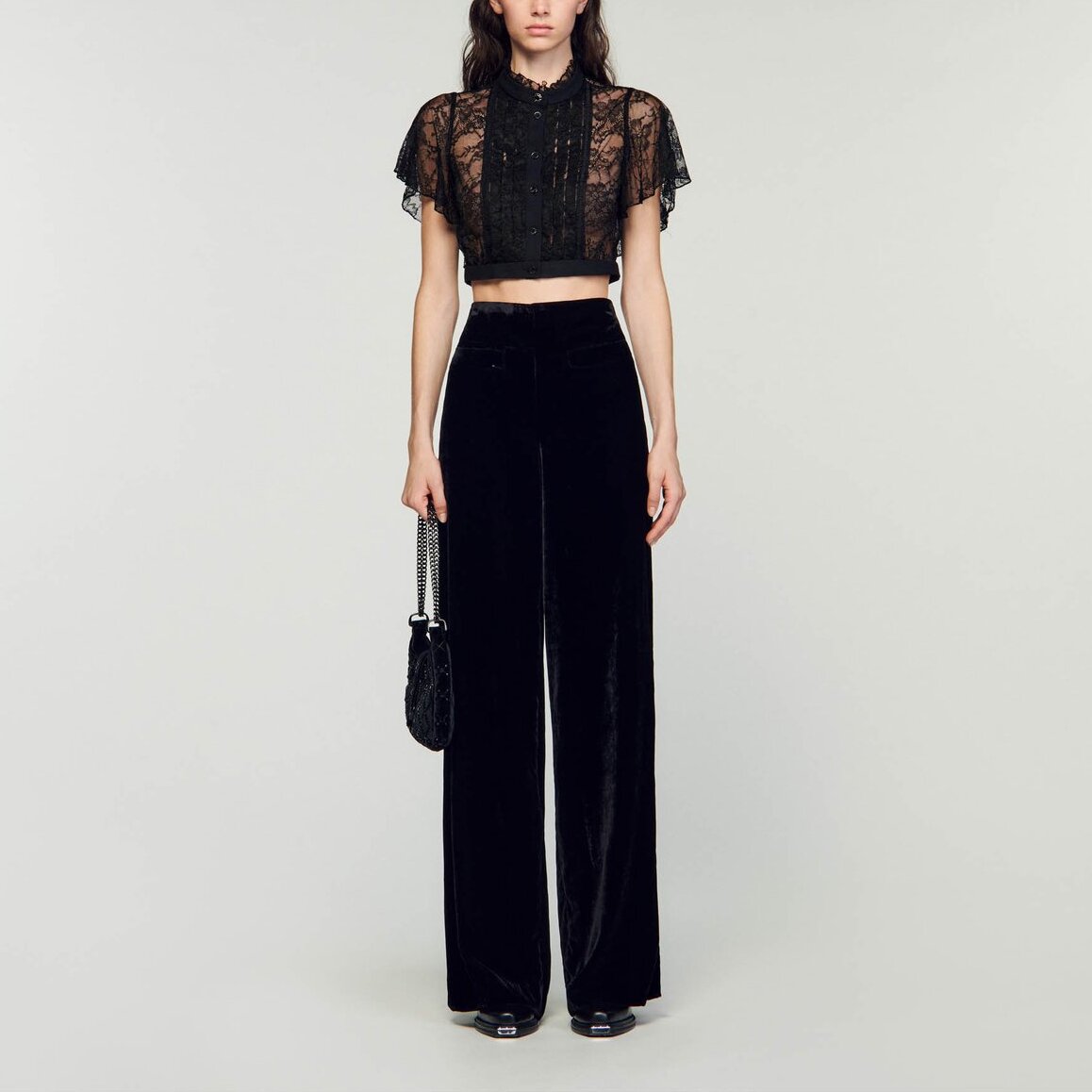 Pantalon large en velours Sandro seconde main