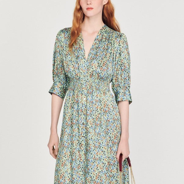 Robe longue et fluide imprimée Sandro seconde main