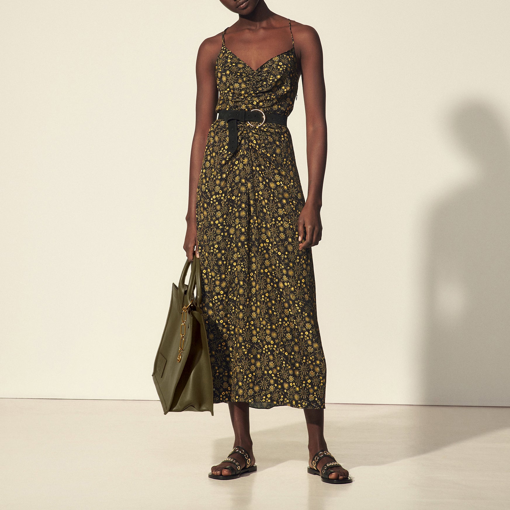 Robe longue imprimée à fines bretelles Sandro seconde main