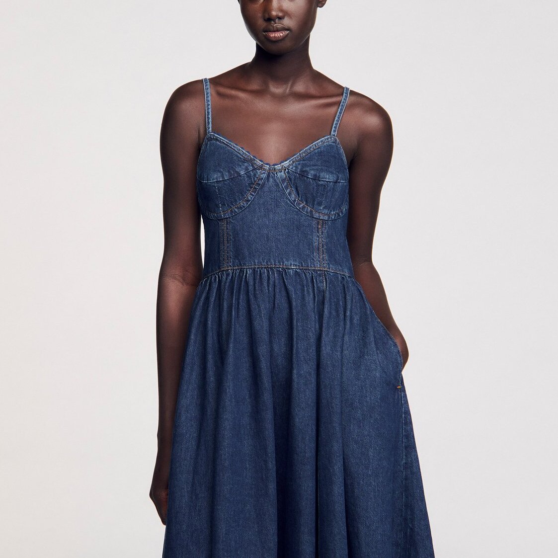 Robe midi en jean Sandro seconde main