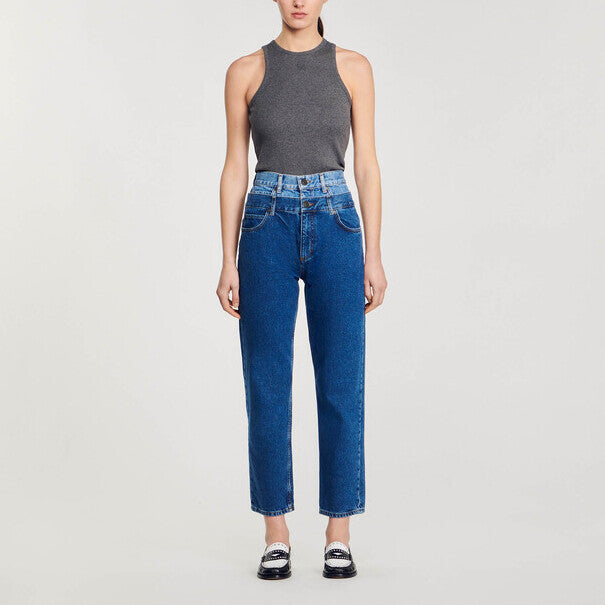 Jean trompe l'œil coupe mom Sandro seconde main