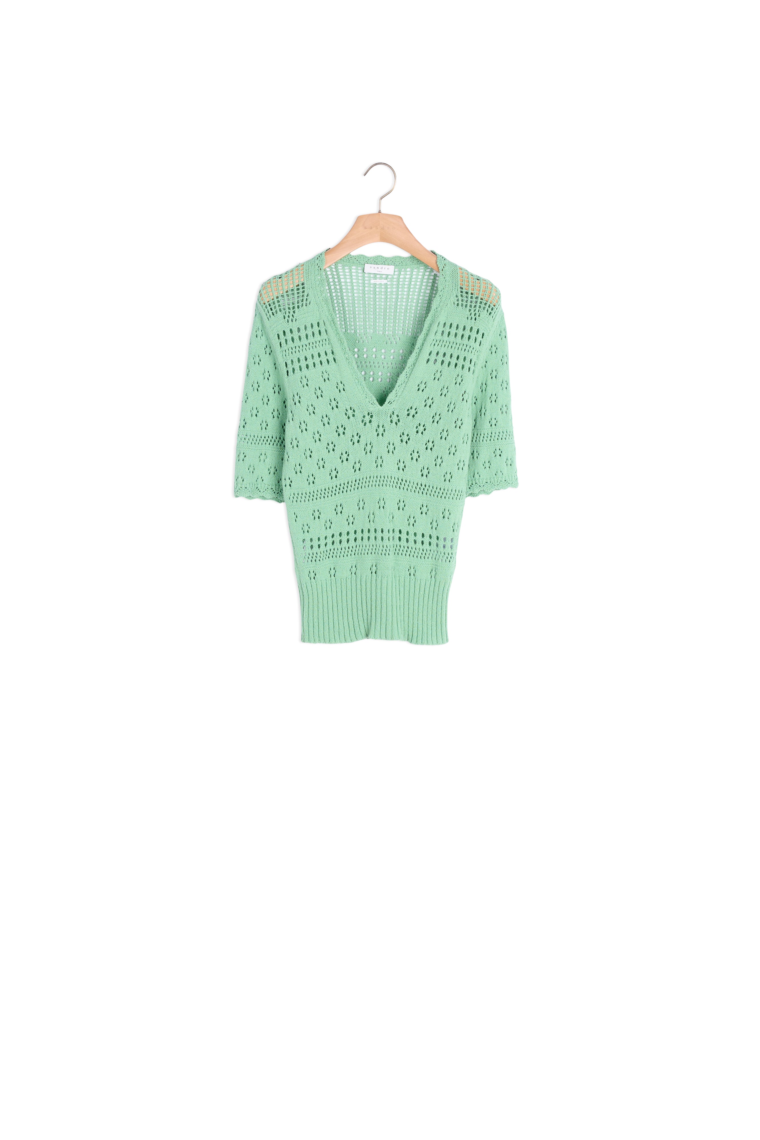 Pull manches courtes en Maille fantaisie Sandro seconde main
