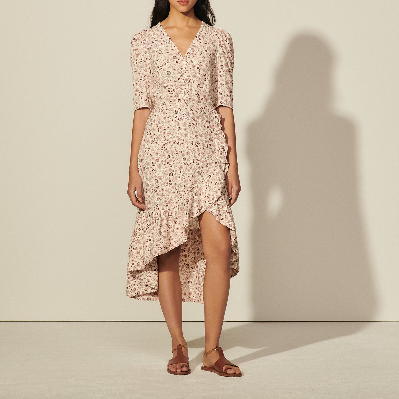 Robe longue asymétrique imprimée Sandro seconde main