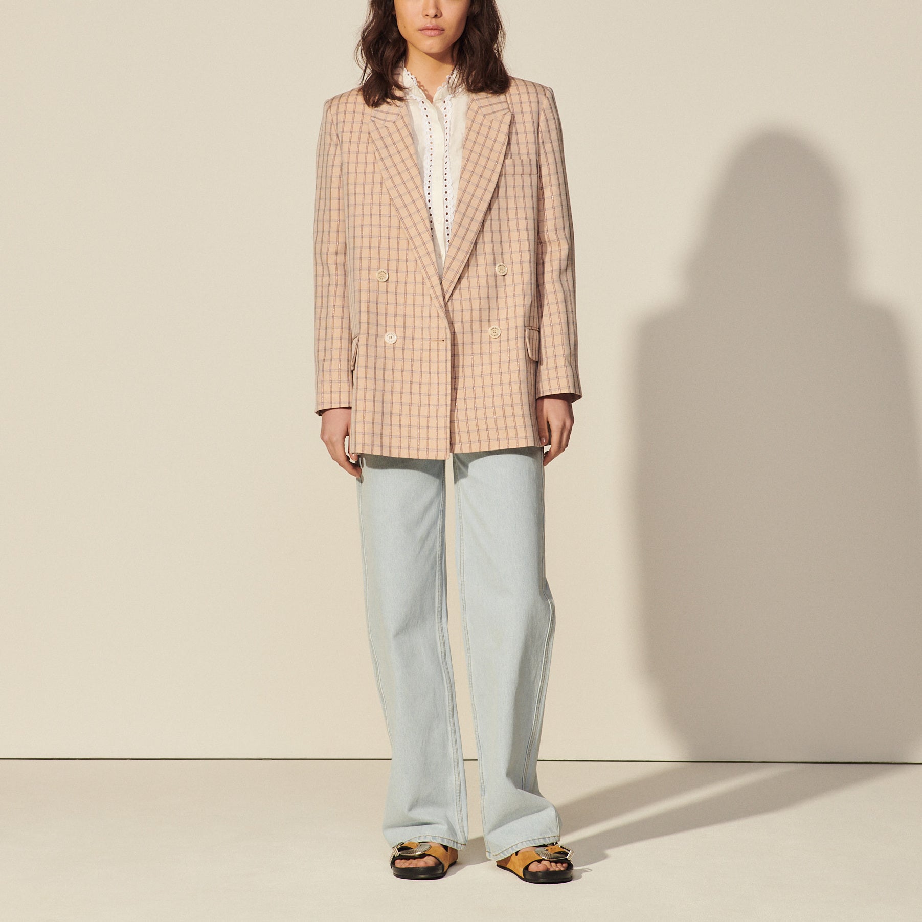 Veste de tailleur à carreaux lurex Sandro seconde main