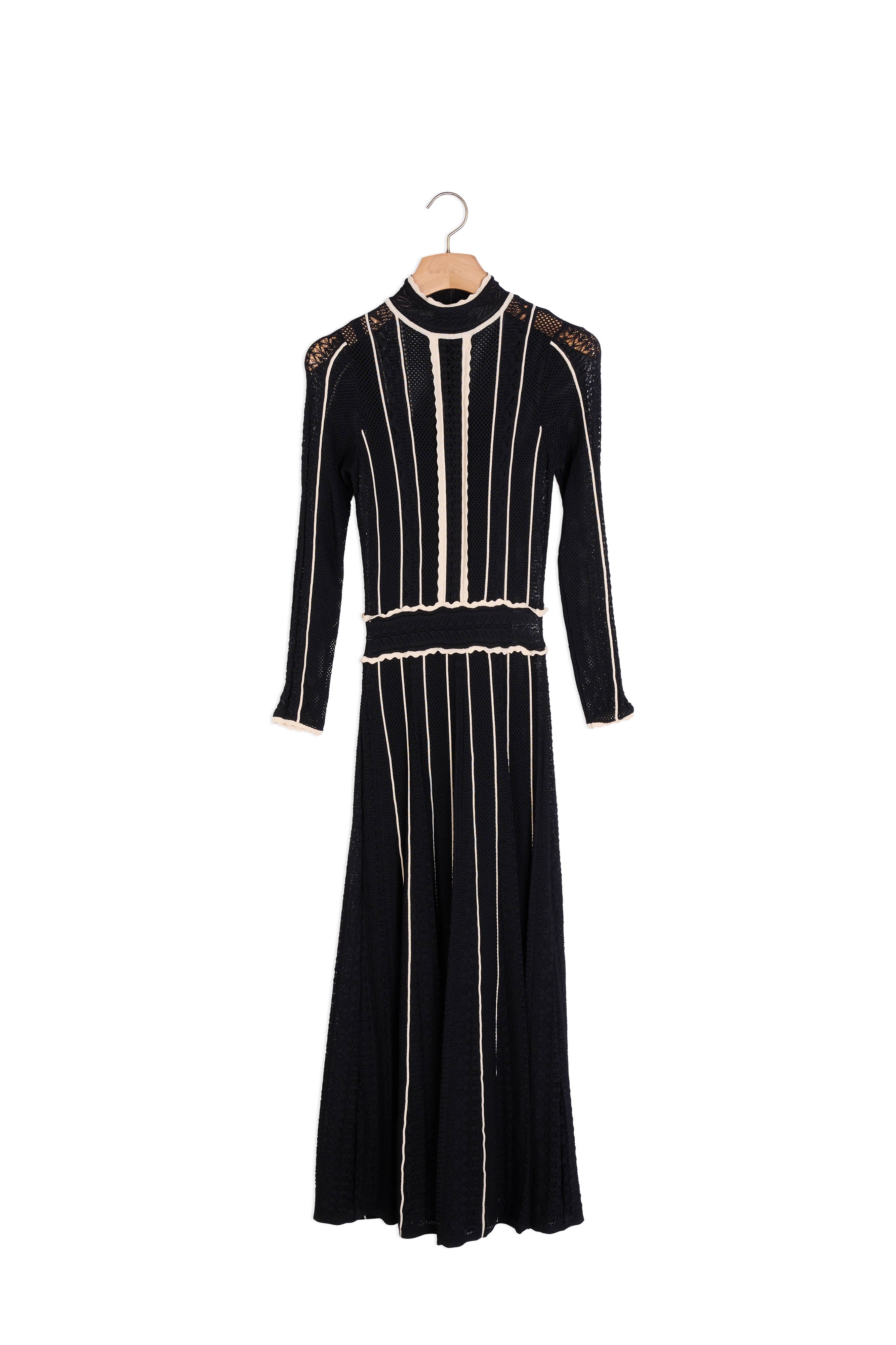 Robe longue en pointelle bicolore Sandro seconde main