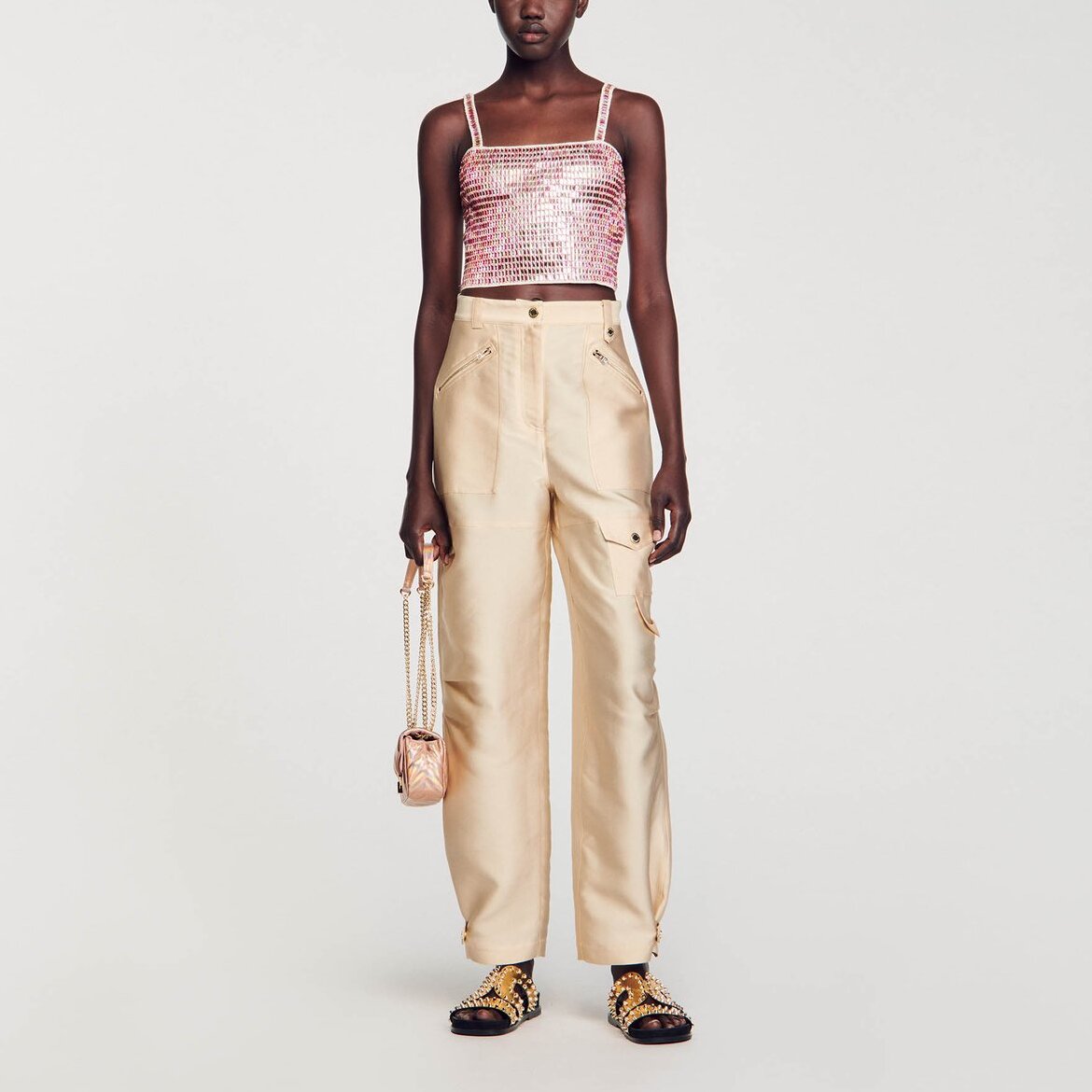 Brassière courte ornée de perles Sandro seconde main