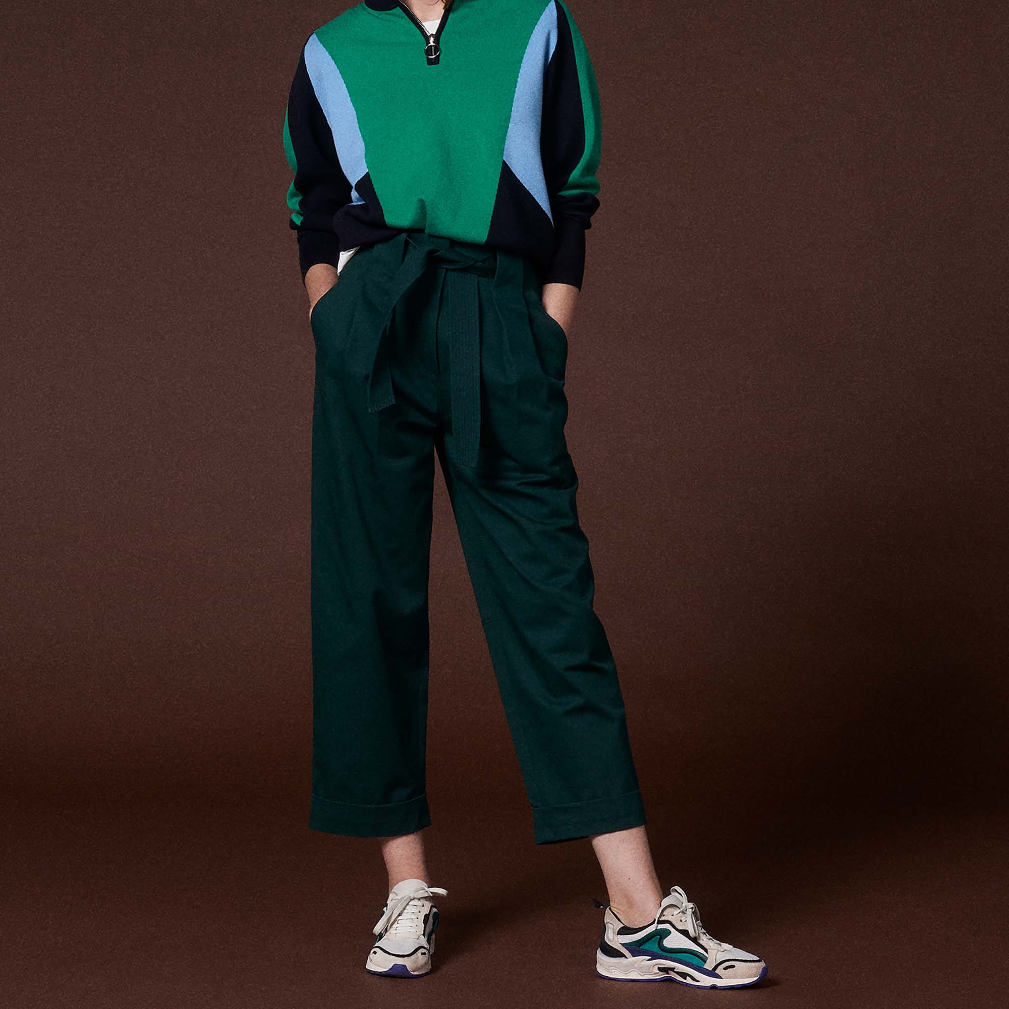 Pantalon large à taille haute ceinturée Sandro seconde main