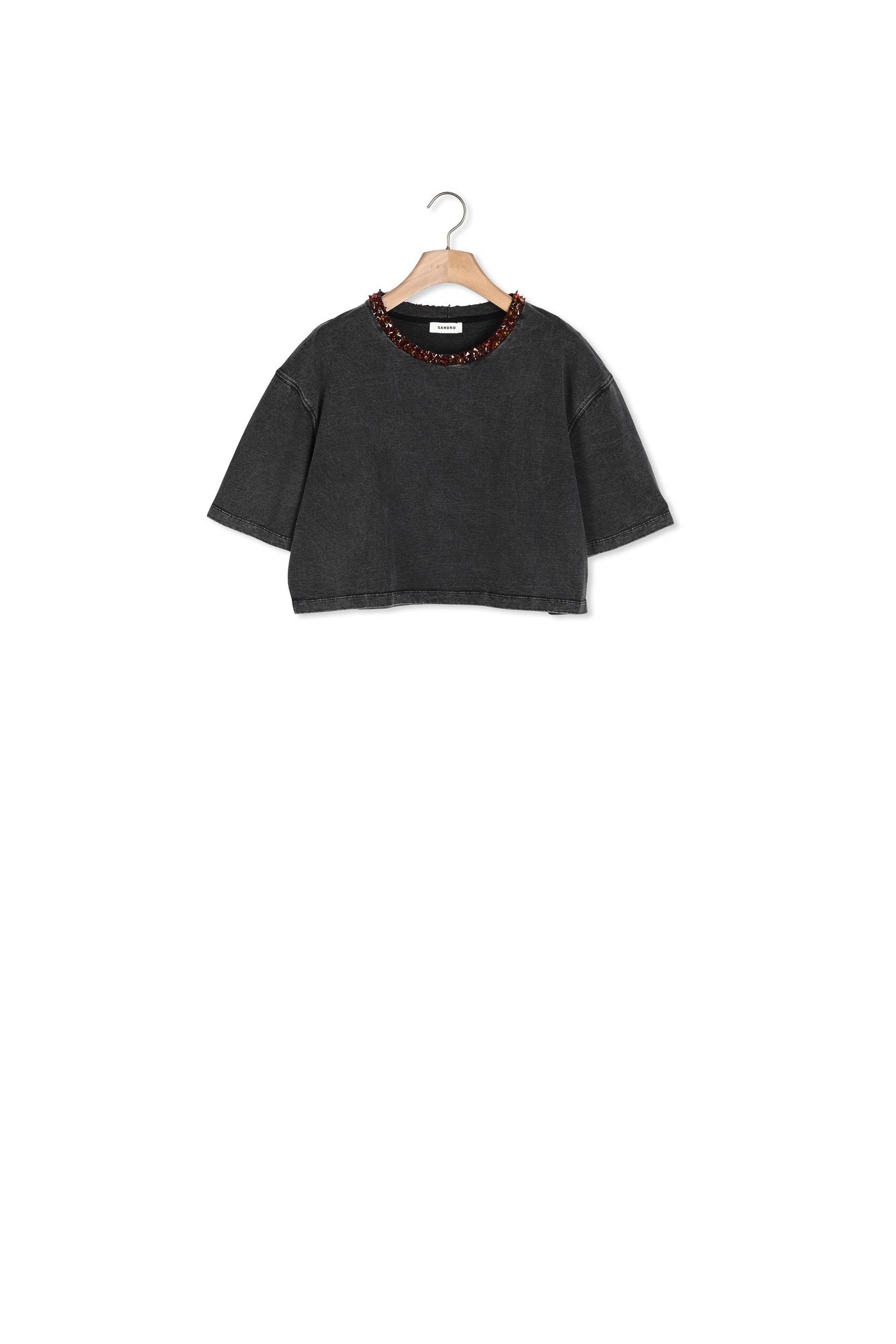 Tee-shirt court orné de perles Sandro seconde main