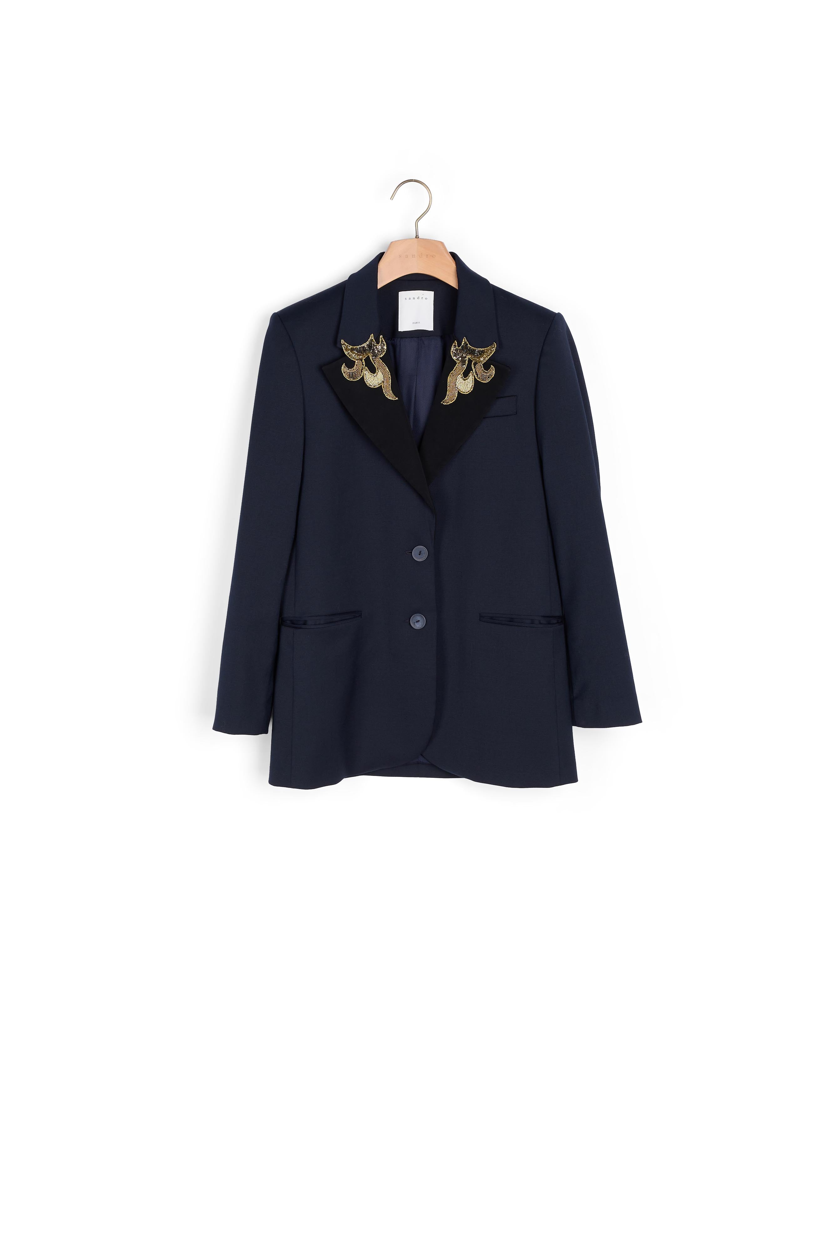 Veste tailleur ornée de patchs bijoux Sandro seconde main
