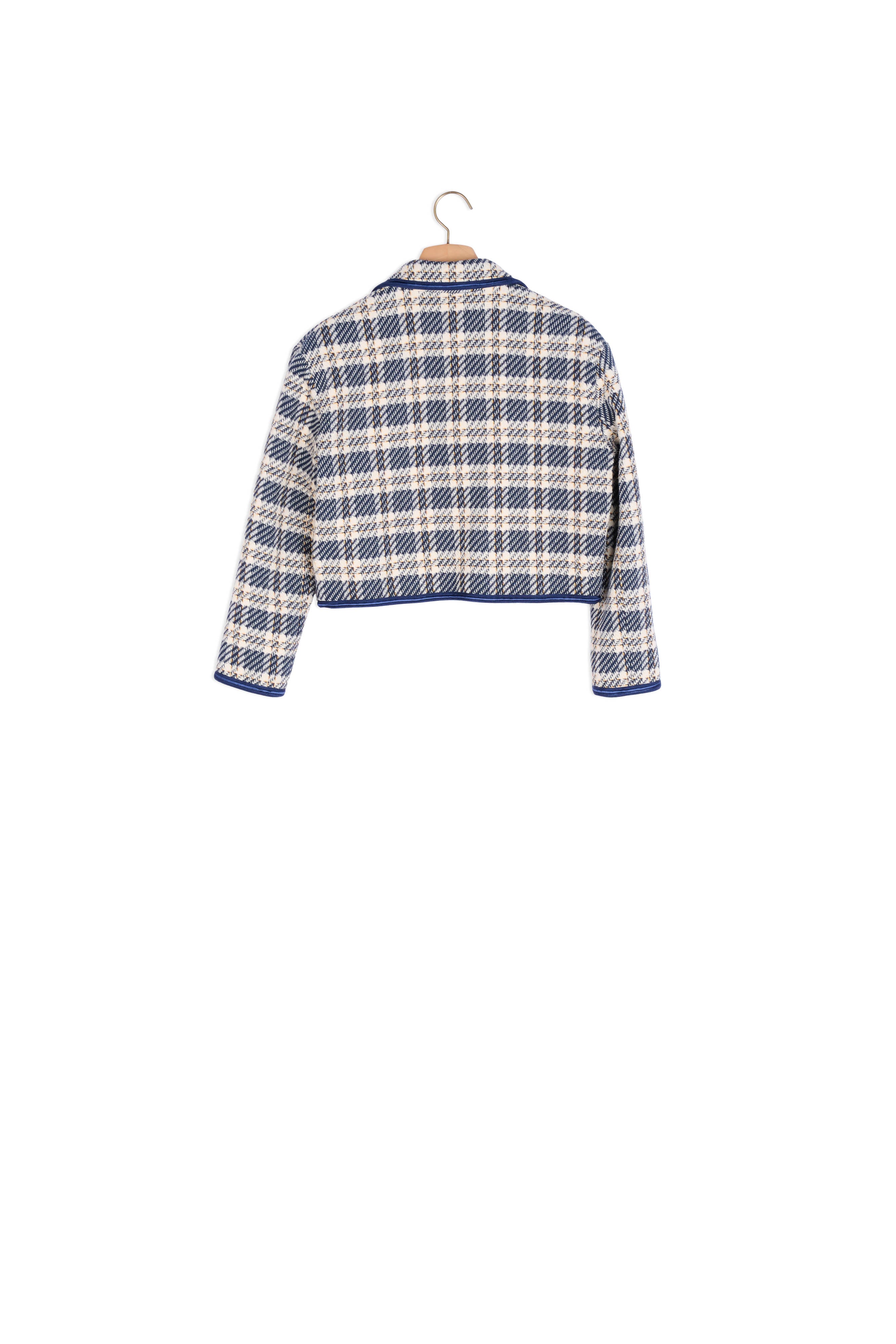 Veste courte en tweed à carreaux Sandro seconde main