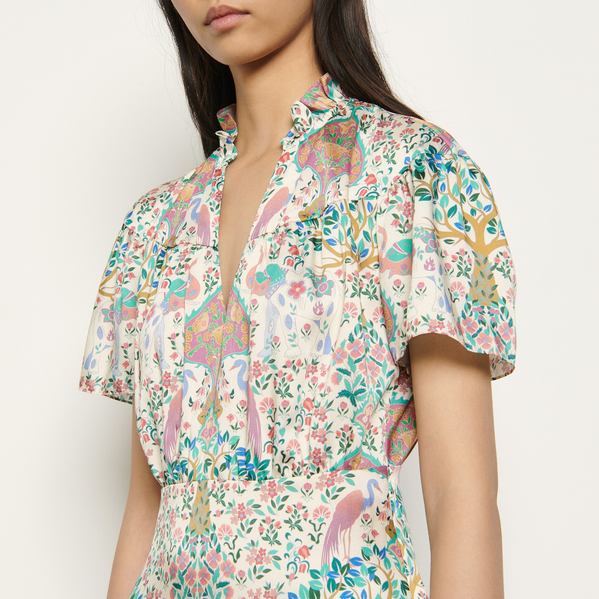 Robe courte imprimée à volants Sandro seconde main