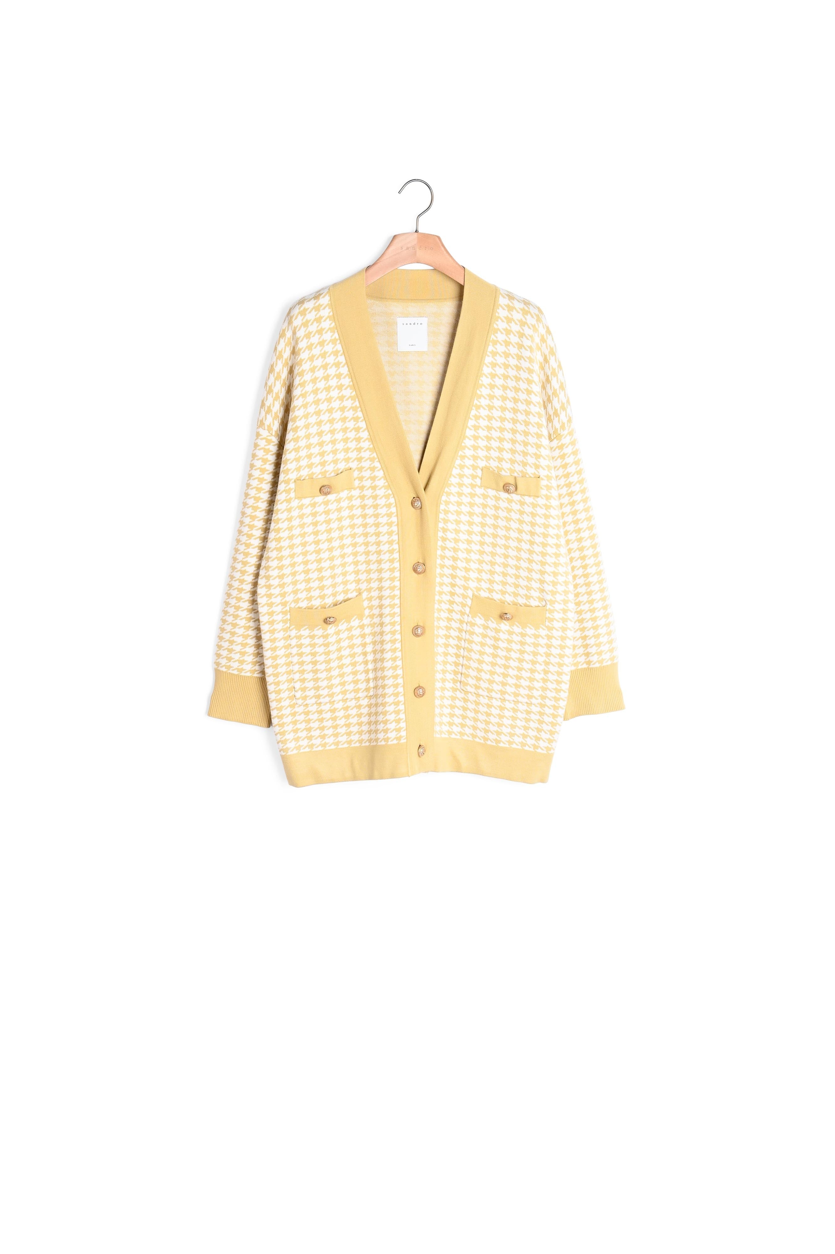 Cardi-coat à motifs pied de coq Sandro seconde main