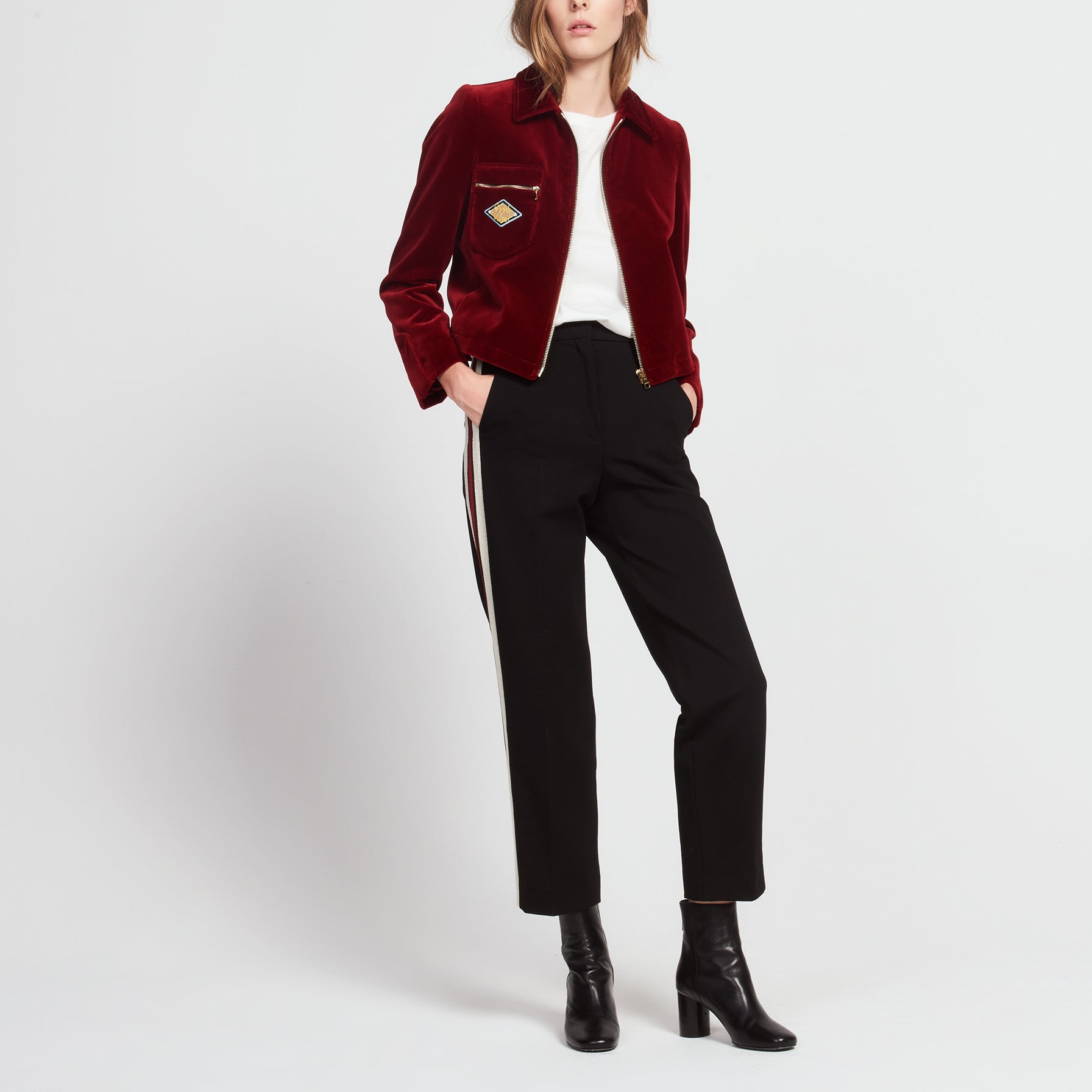 Veste en velours avec patch brodé Sandro seconde main