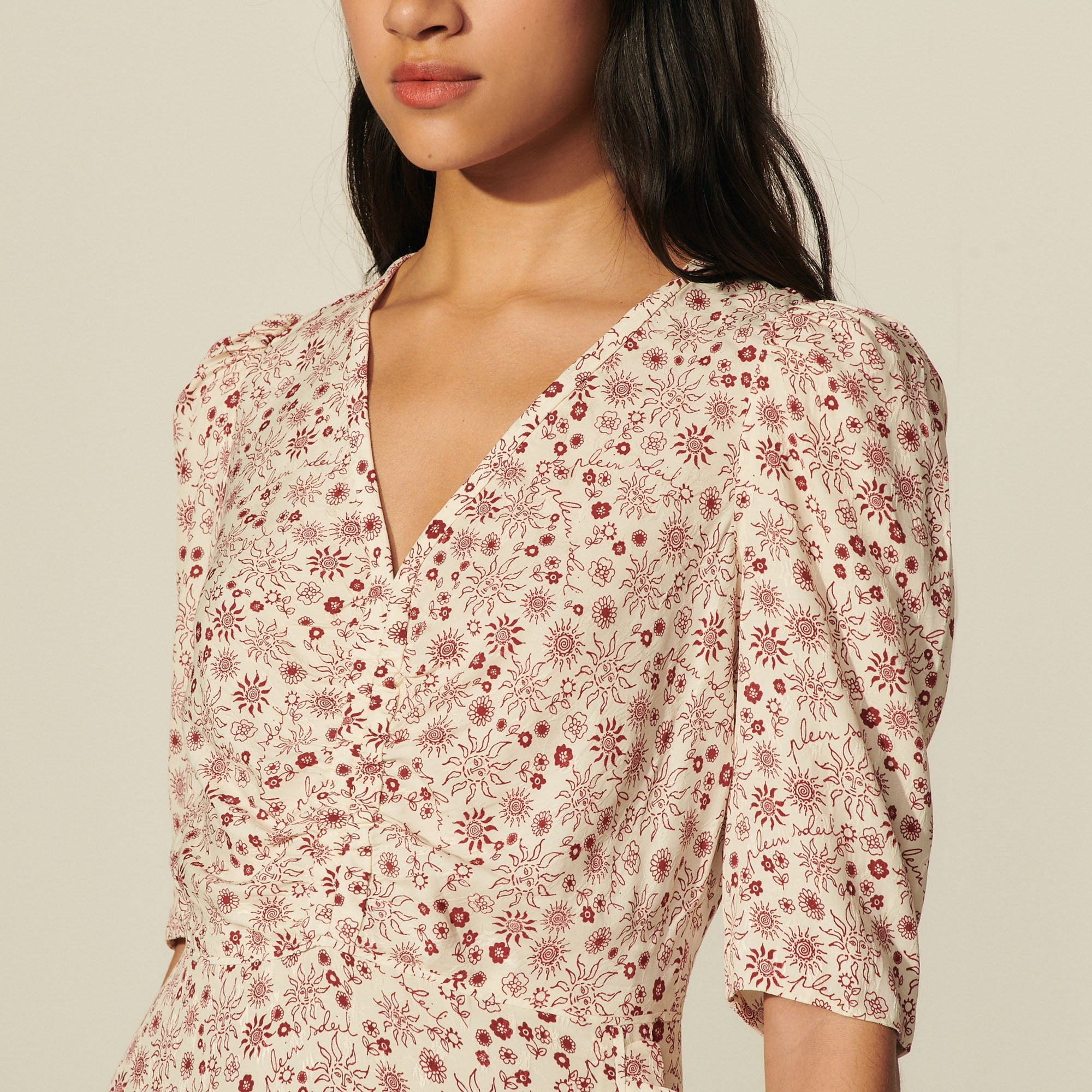 Robe longue asymétrique imprimée Sandro seconde main