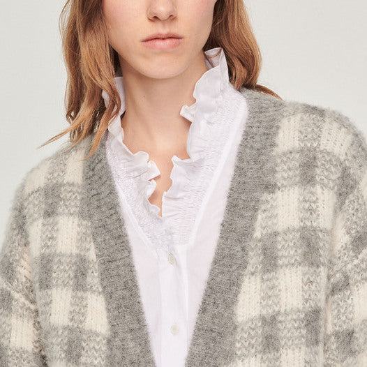 Cardigan jacquard carreaux Sandro seconde main