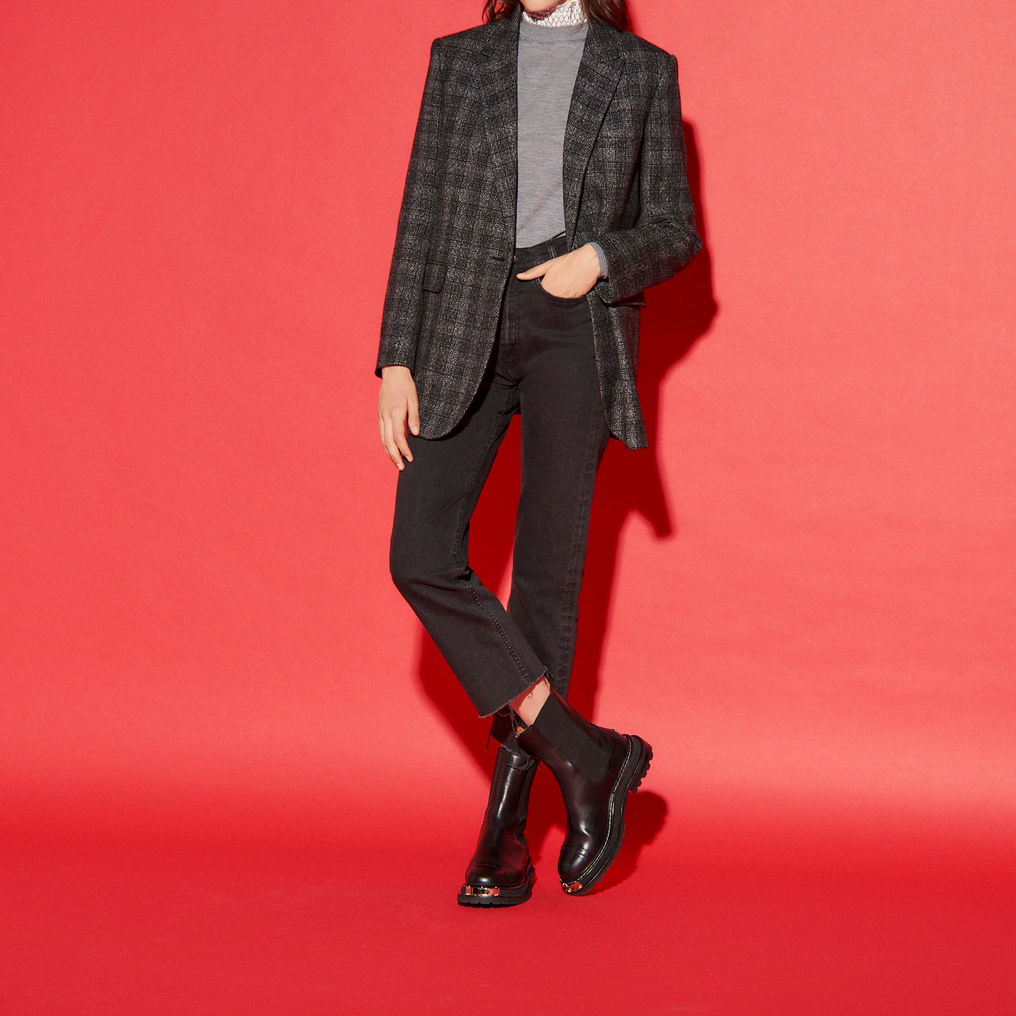 Veste tailleur à carreaux Sandro seconde main